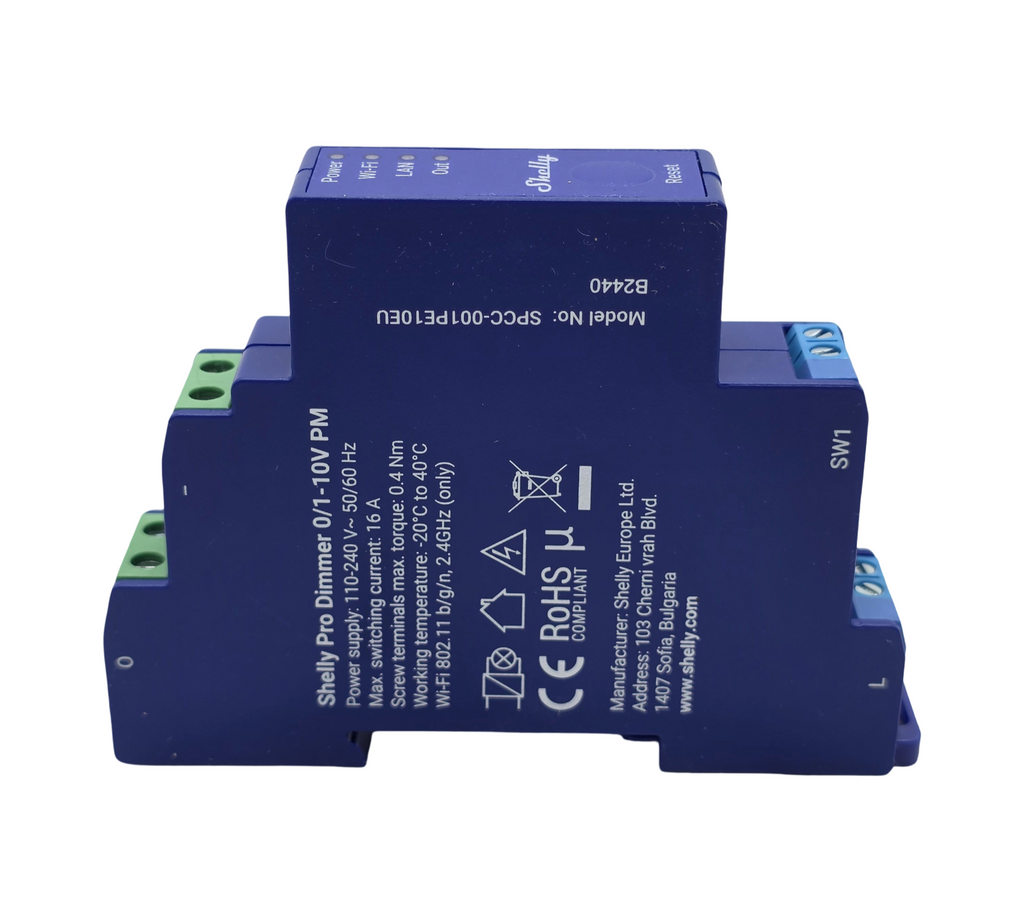 Shelly Pro Dimmer Dimm-Controller 0/1-10V PM WLAN LAN DIN-Schiene