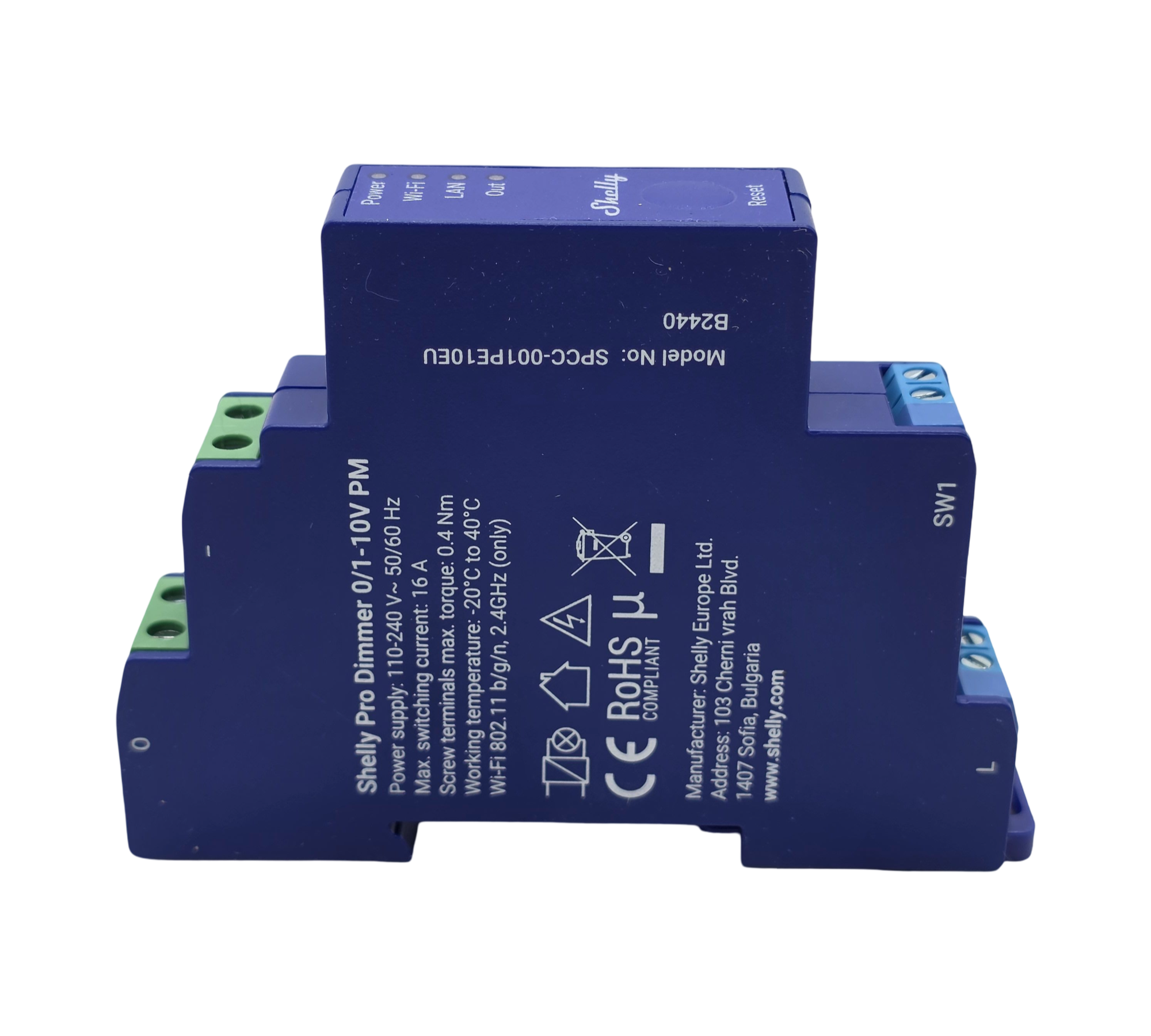 Shelly Pro Dimmer Dimm-Controller 0/1-10V PM WLAN LAN DIN-Schiene