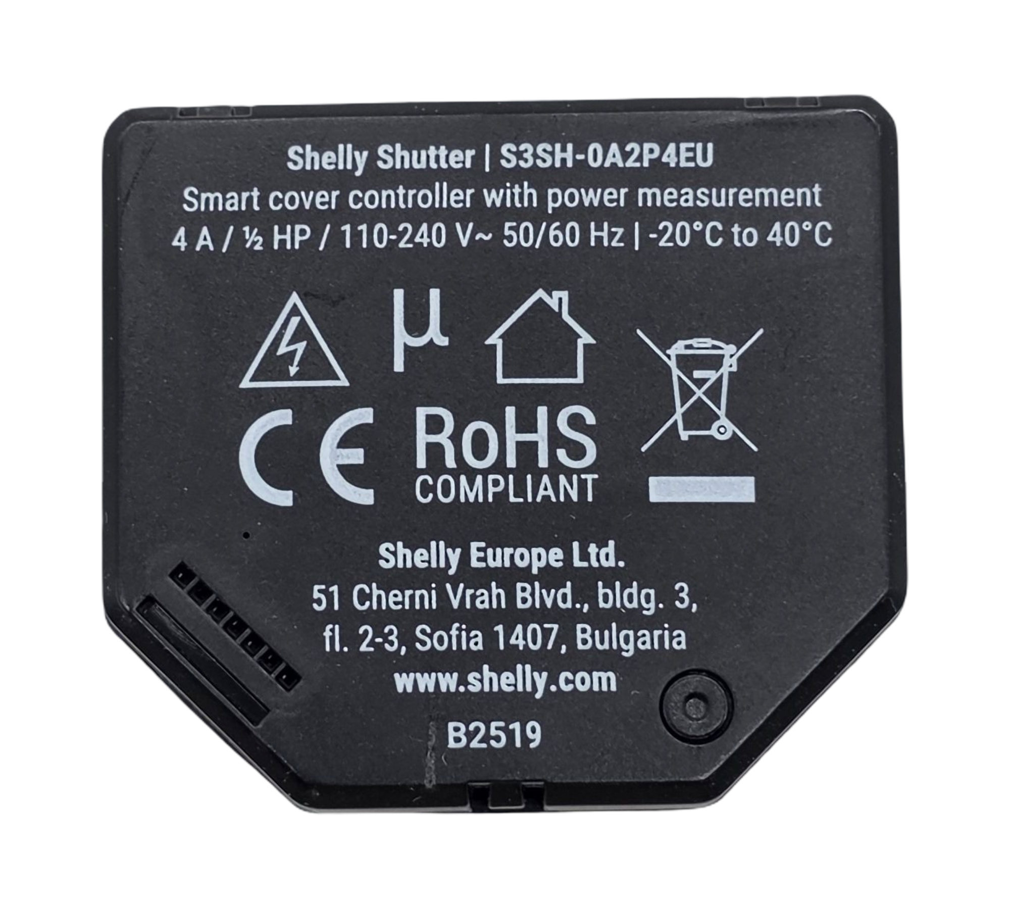Shelly Shutter Smart Relay Wi-Fi Roller Shutter 2 Channel 4A