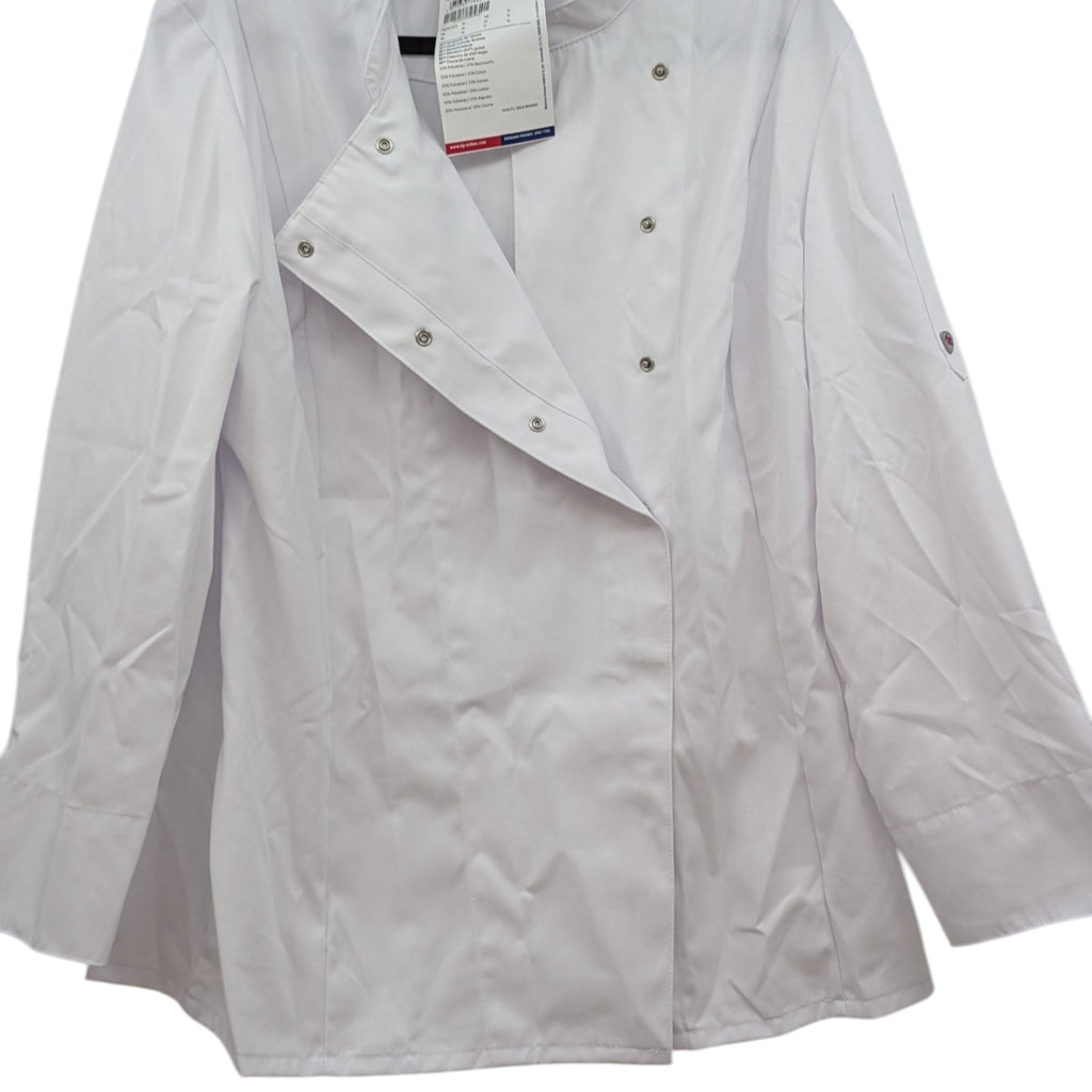 BP Gourmet 1544 Women's Long-Sleeve Chef Jacket Standard Fit XL White