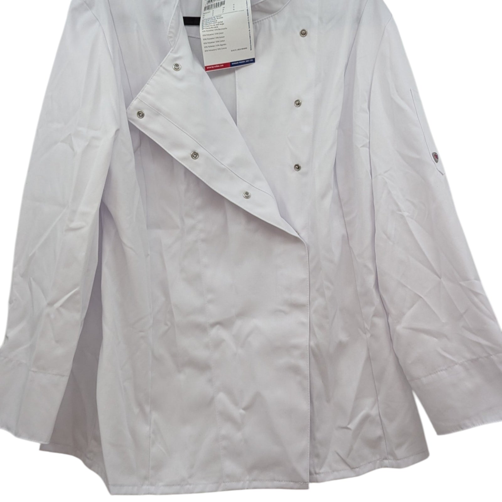 BP Gourmet 1544 Women's Long-Sleeve Chef Jacket Standard Fit XL White