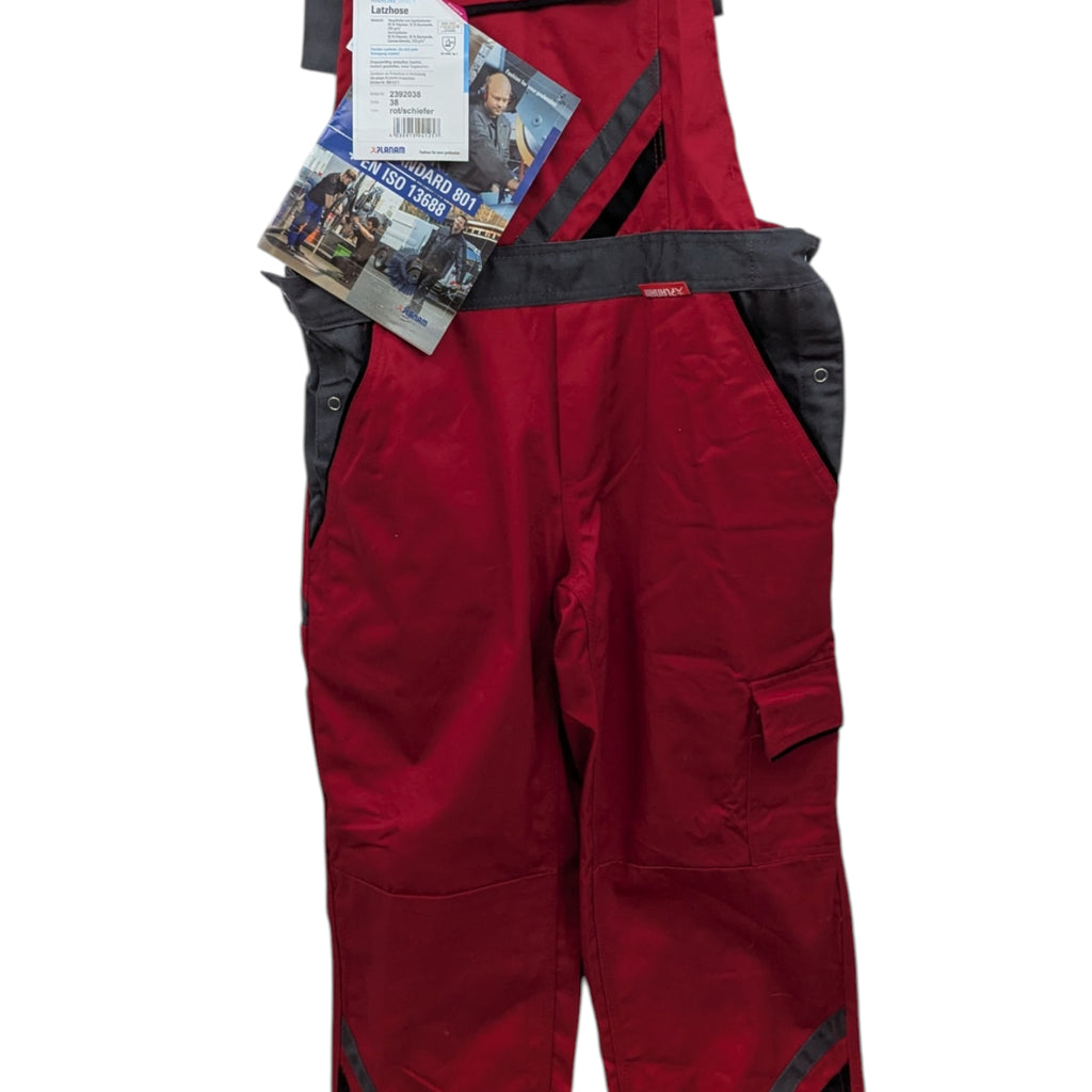 Planam Highline Latzhose Damen Arbeitshose Gr. 38 Rot Schiefer Schwarz