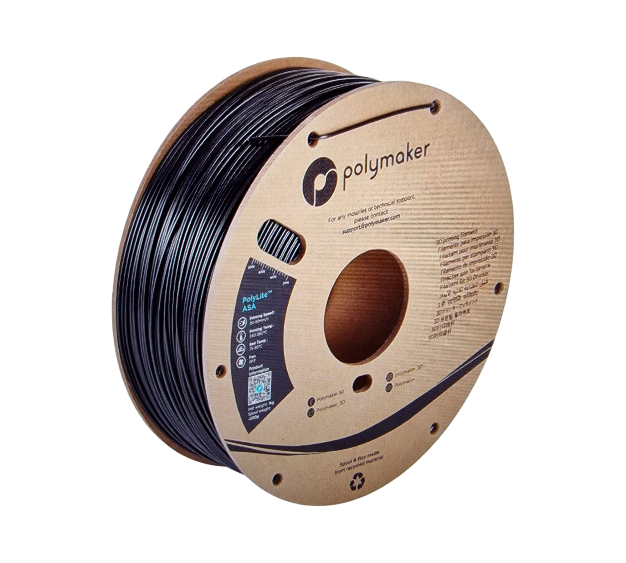 Polymaker PolyLite ASA Schwarz - 1,75 mm - 1 kg