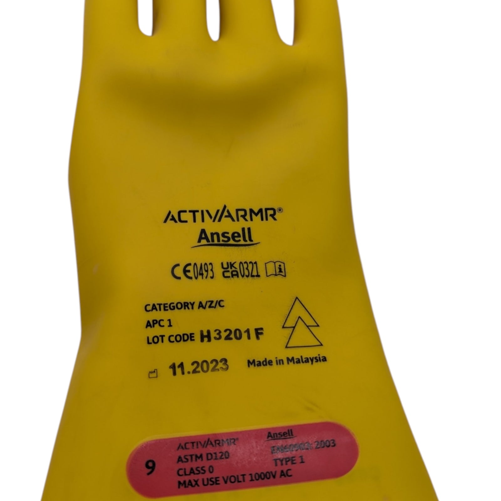 Ansell ActivArmr Klasse 0 Dielektrik-Handschuhe Latex Gr. 9