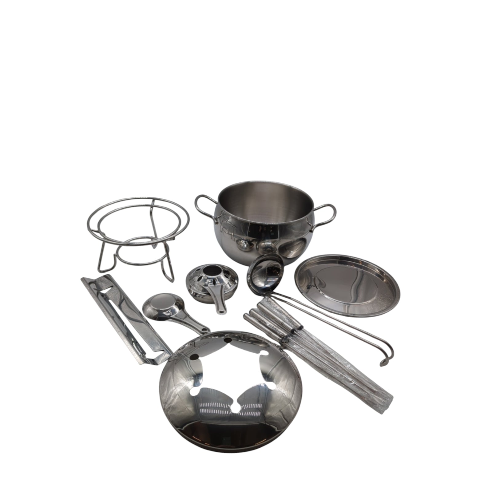 APS Feuerzangenbowle Fondue Set Zuckerzange Edelstahldeckel Schöpfkelle