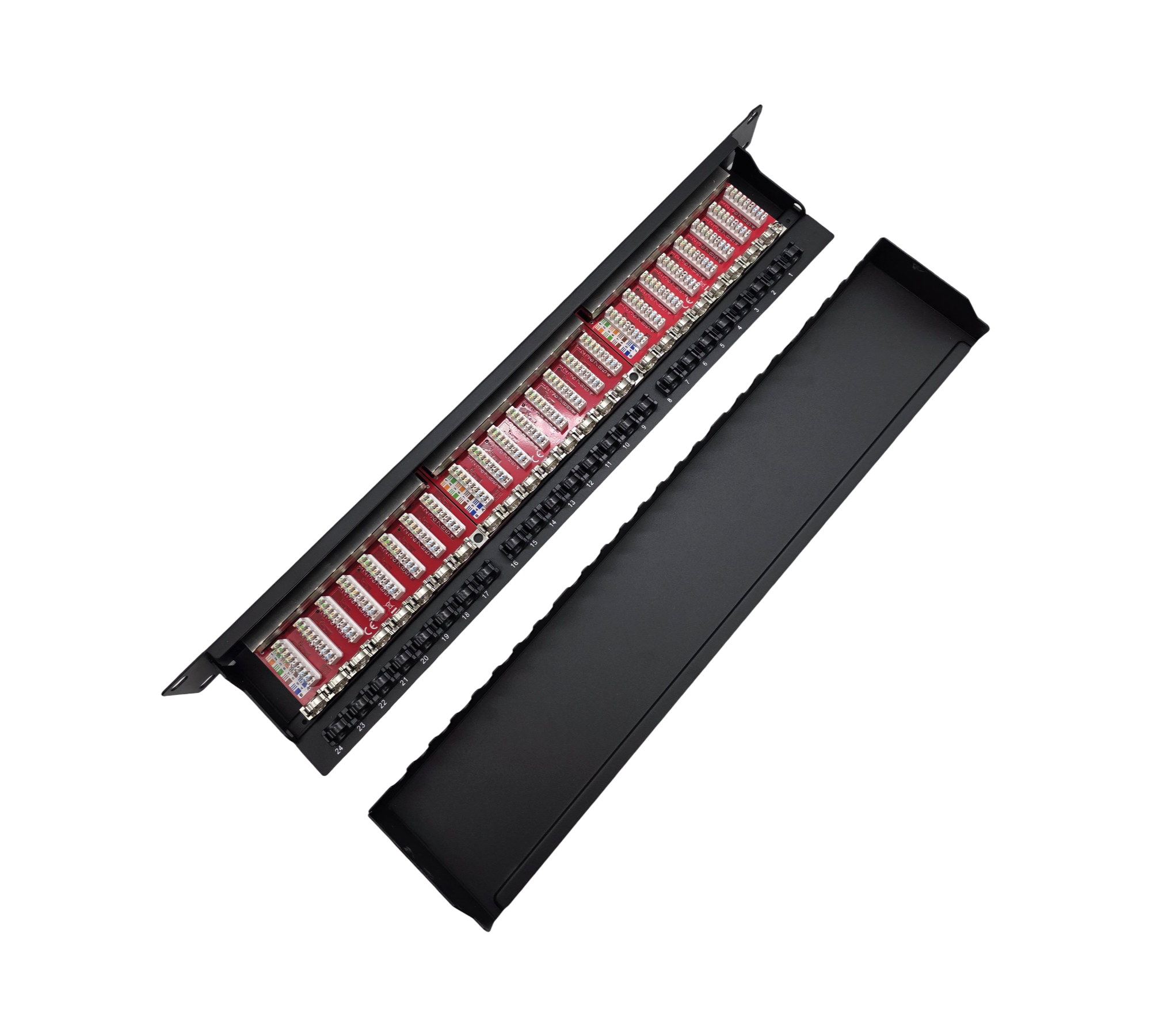 DIGITUS Patchpanel 19 Zoll Cat6A 24 Port RJ45 LSA 1HE Schwarz