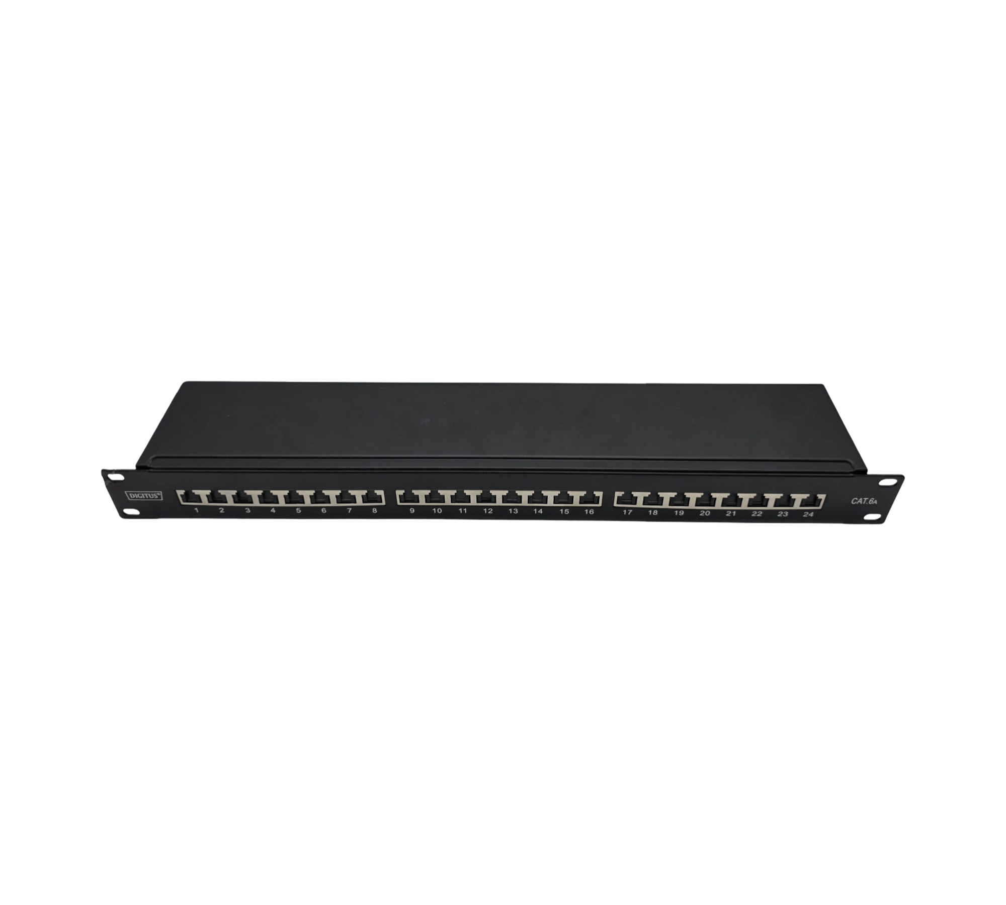 DIGITUS Patchpanel 19 Zoll Cat6A 24 Port RJ45 LSA 1HE Schwarz