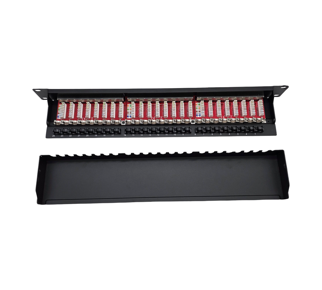 DIGITUS Patchpanel 19 Zoll Cat6A 24 Port RJ45 LSA 1HE Schwarz