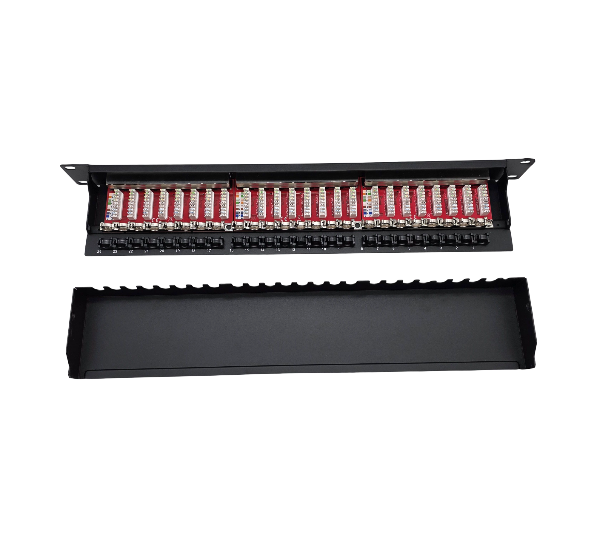 DIGITUS Patchpanel 19 Zoll Cat6A 24 Port RJ45 LSA 1HE Schwarz