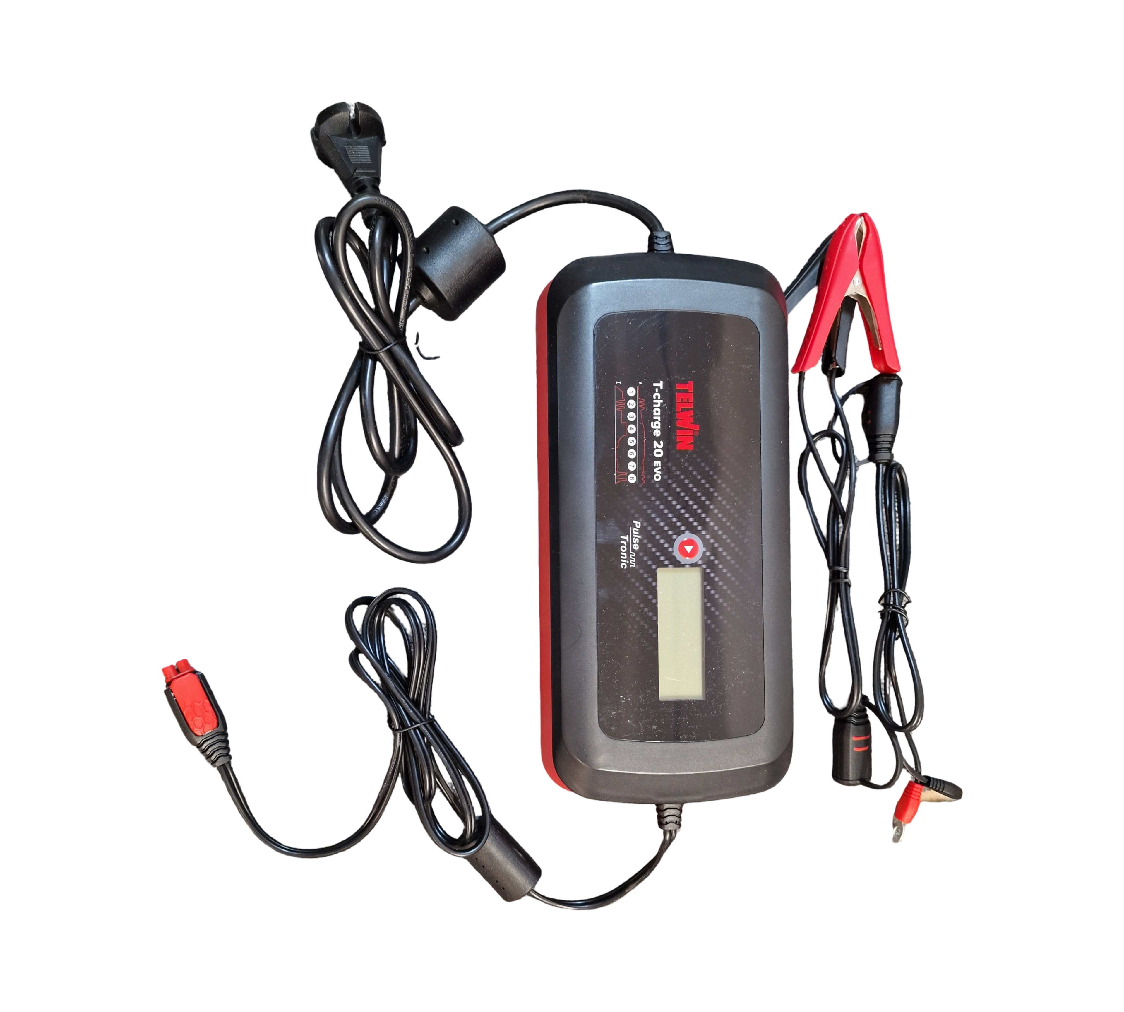 Telwin 807596 Pulse Tronic 20 Ladegerät 8A EVO T-Charge 230V Schwarz Rot