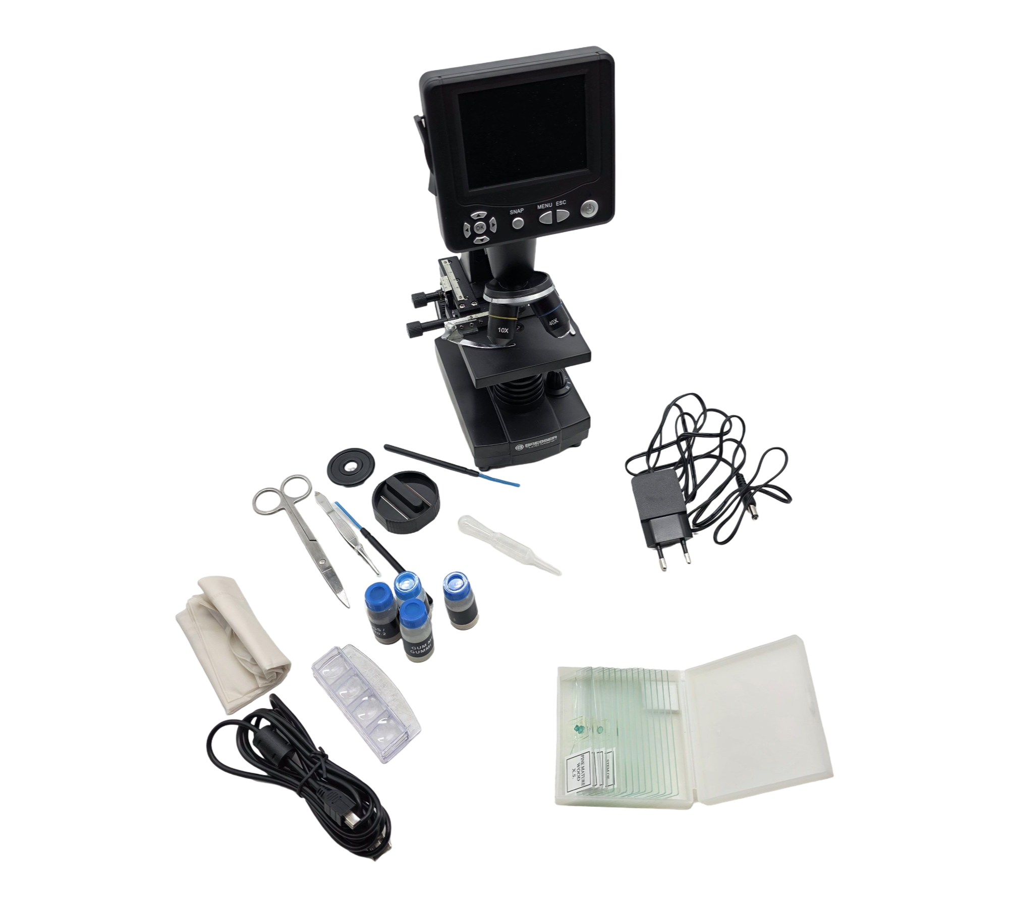 Bresser LCD-Mikroskop Durchlicht Auflicht 50x-500x 5MP 3,5 Zoll