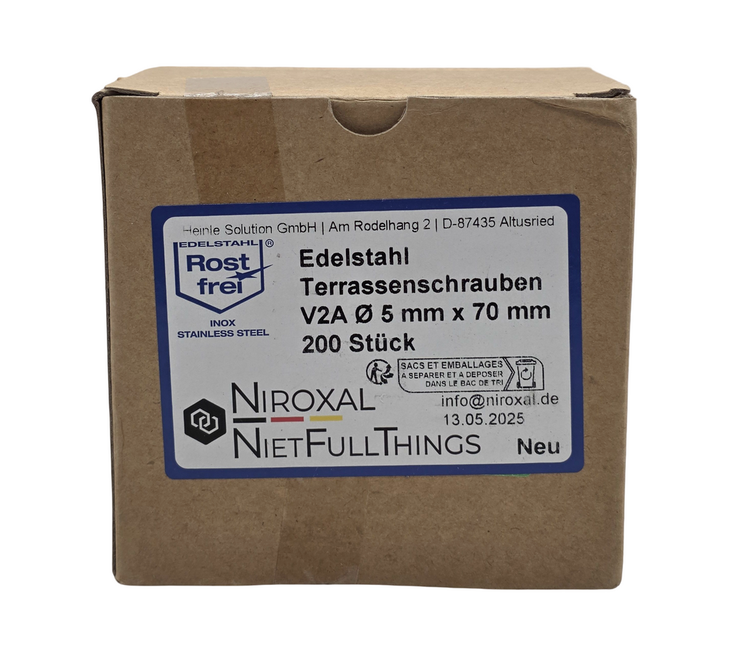 Terrassenschrauben Linsenkopf Edelstahl A2 Torx 5x70mm 800 Stück