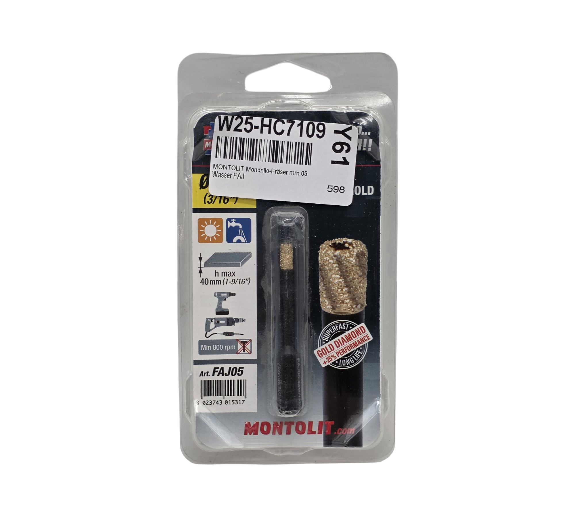 MONTOLIT Mondrillo Fräser 5 mm für Wasser FAJ