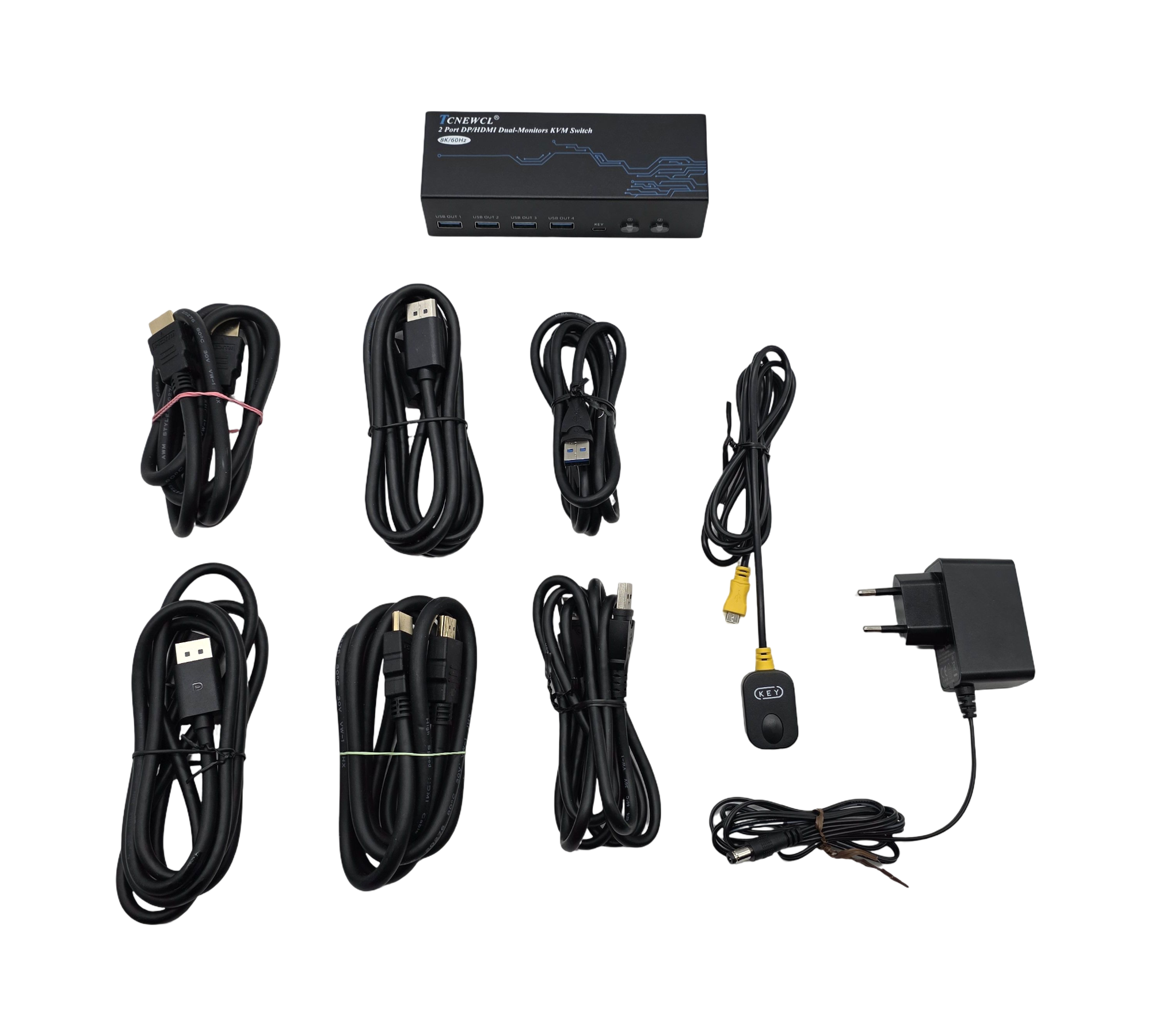 TCNEWCL HDMI DisplayPort KVM Switch 2 PC 2 Monitor 8K60 4K120 USB 3.0