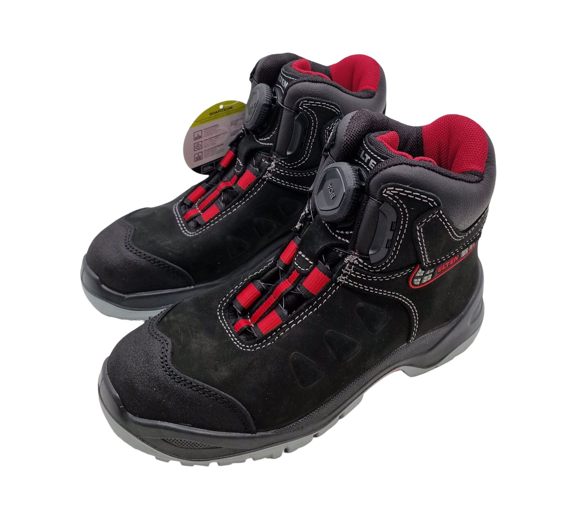 ELTEN TILL BOA Mid ESD S3 Sicherheitsschuhe Leder Gr. 38 Schwarz-Rot