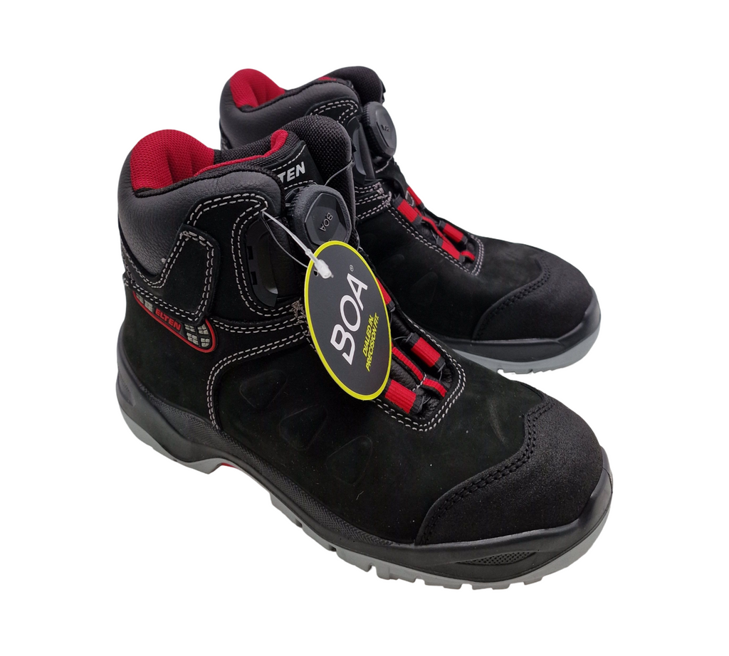 ELTEN TILL BOA Mid ESD S3 Sicherheitsschuhe Leder Gr. 38 Schwarz-Rot