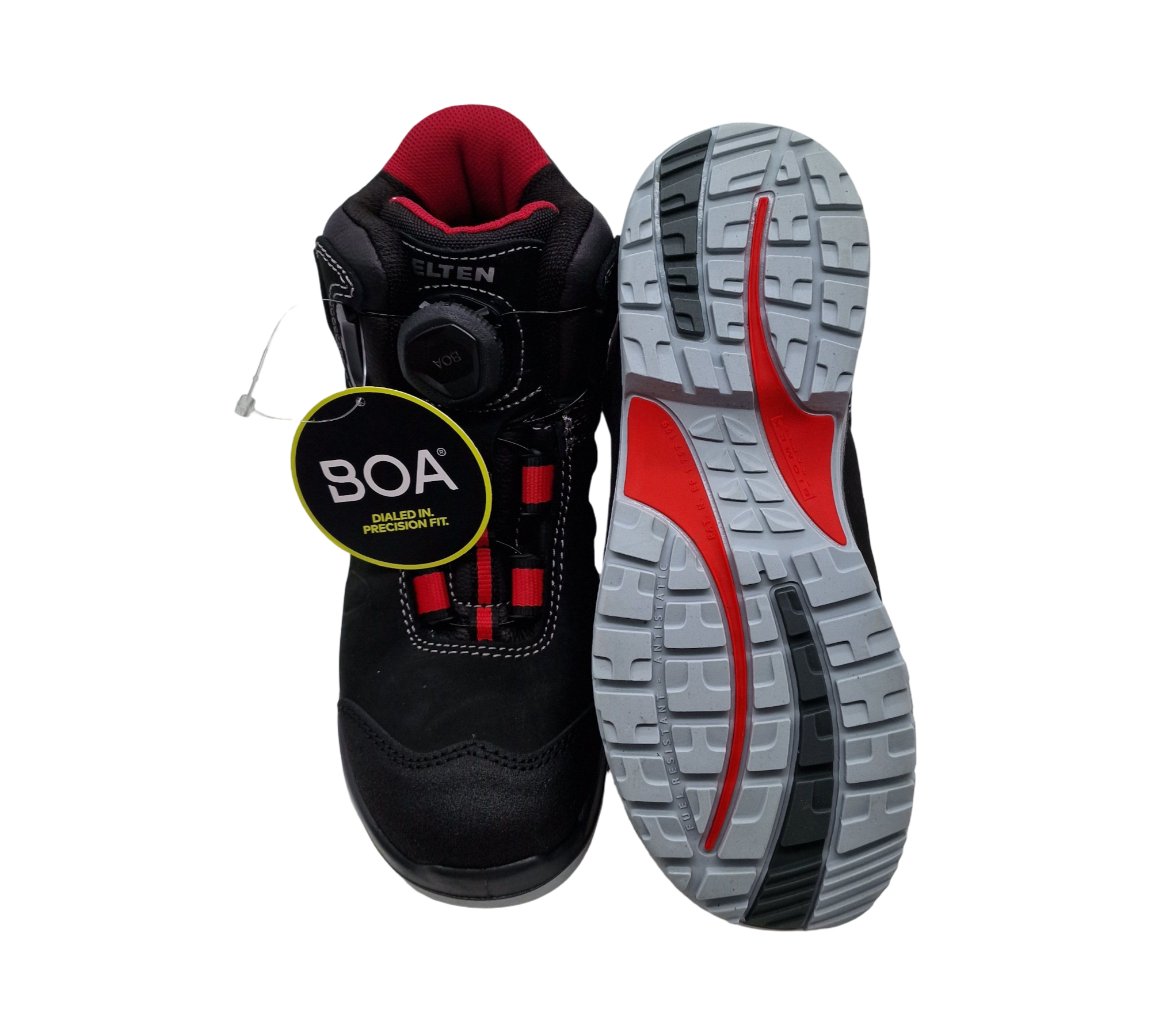 ELTEN TILL BOA Mid ESD S3 Sicherheitsschuhe Leder Gr. 38 Schwarz-Rot