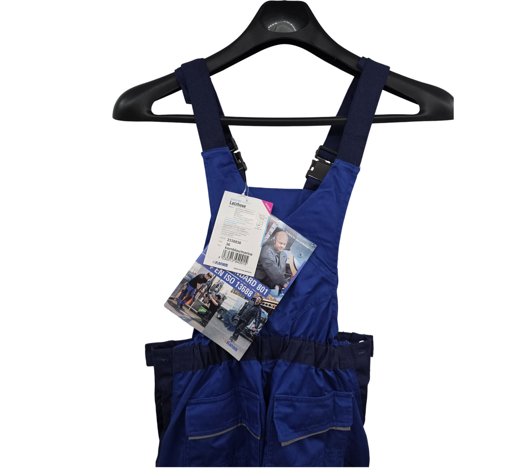 --F--Planam Highline Damen-Latzhose Gr. 36 Kornblau Marine Zink