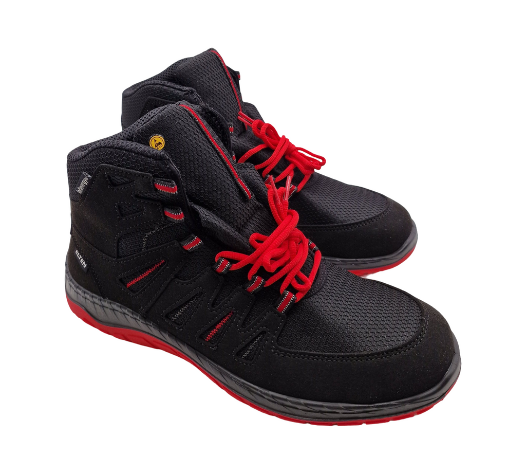 ELTEN MADDOX Mid ESD S3 Sicherheitsschuhe Herren Gr. 45 Schwarz-Rot