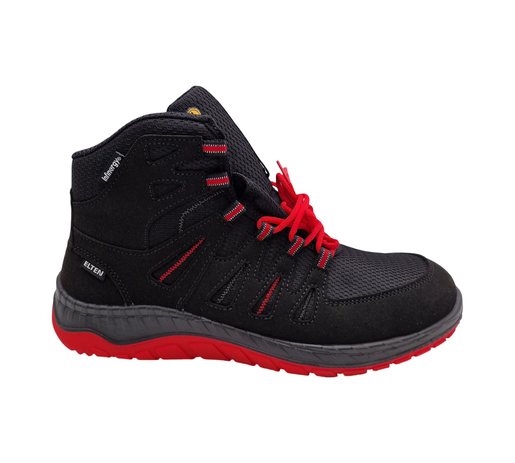 ELTEN MADDOX Mid ESD S3 Sicherheitsschuhe Herren Gr. 45 Schwarz-Rot