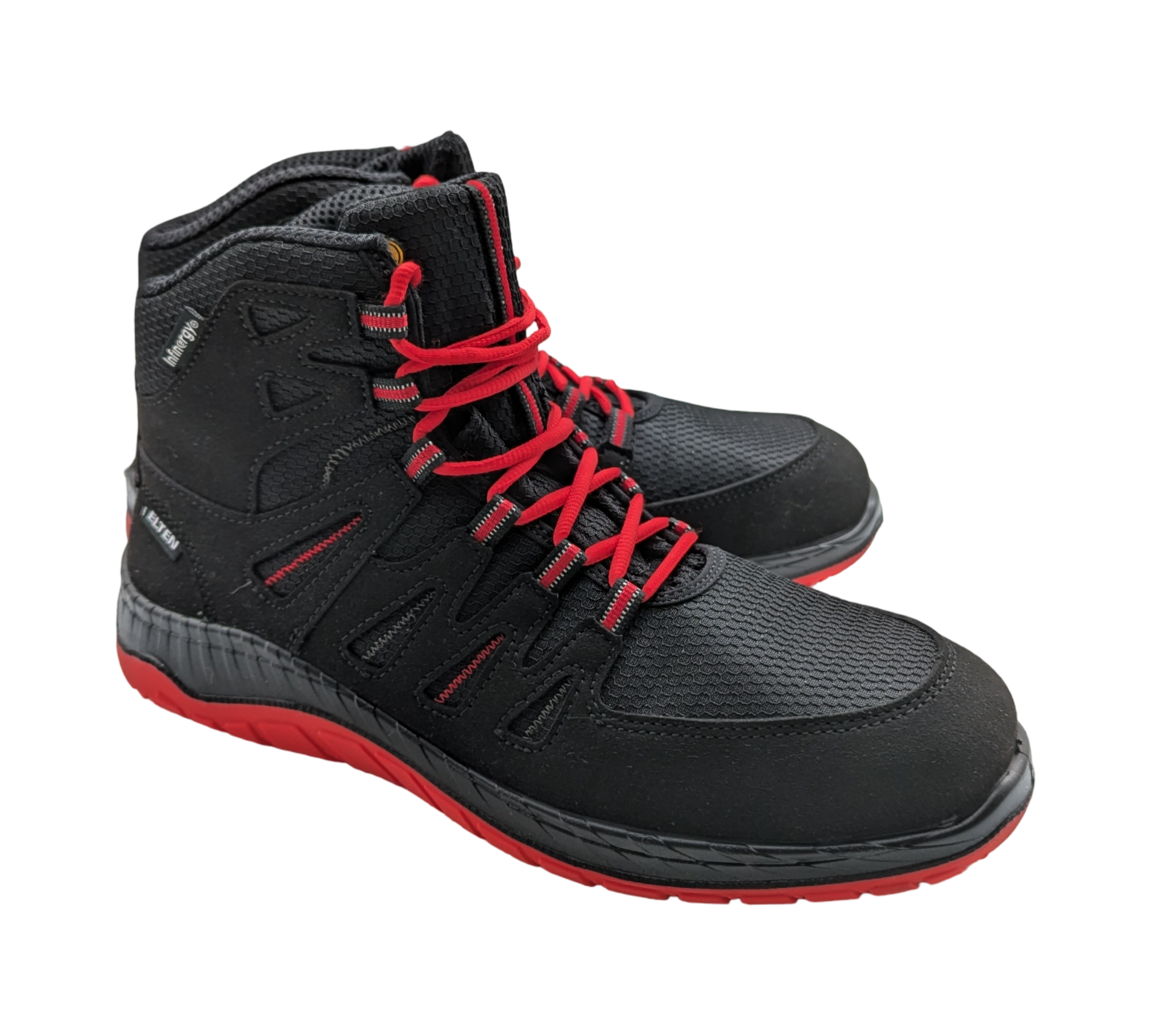 ELTEN MADDOX Mid ESD S3 Sicherheitsschuhe Gr. 43 Schwarz-Rot