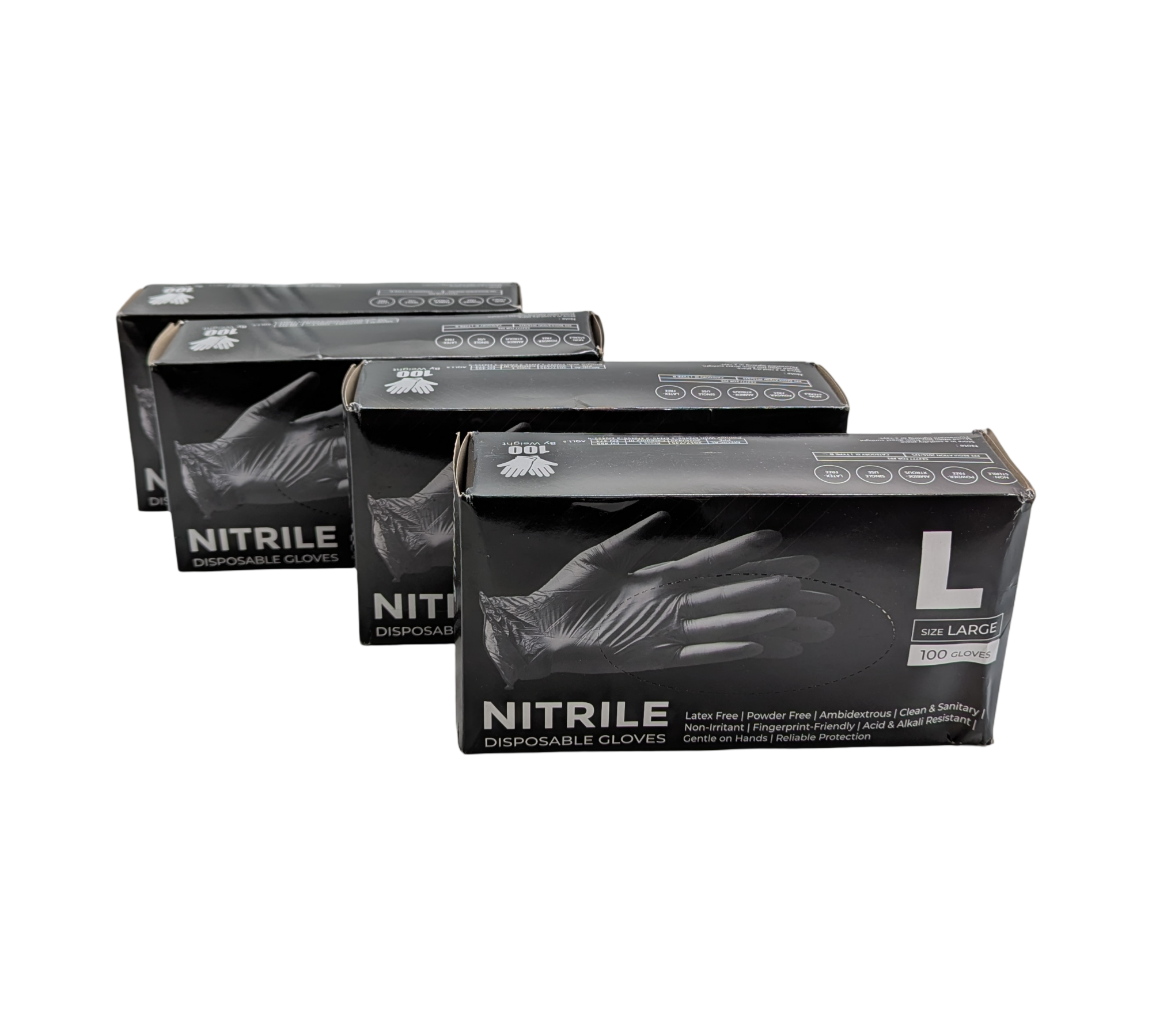 Real Touch Nitrilhandschuhe 100 Stück Gr. L Schwarz
