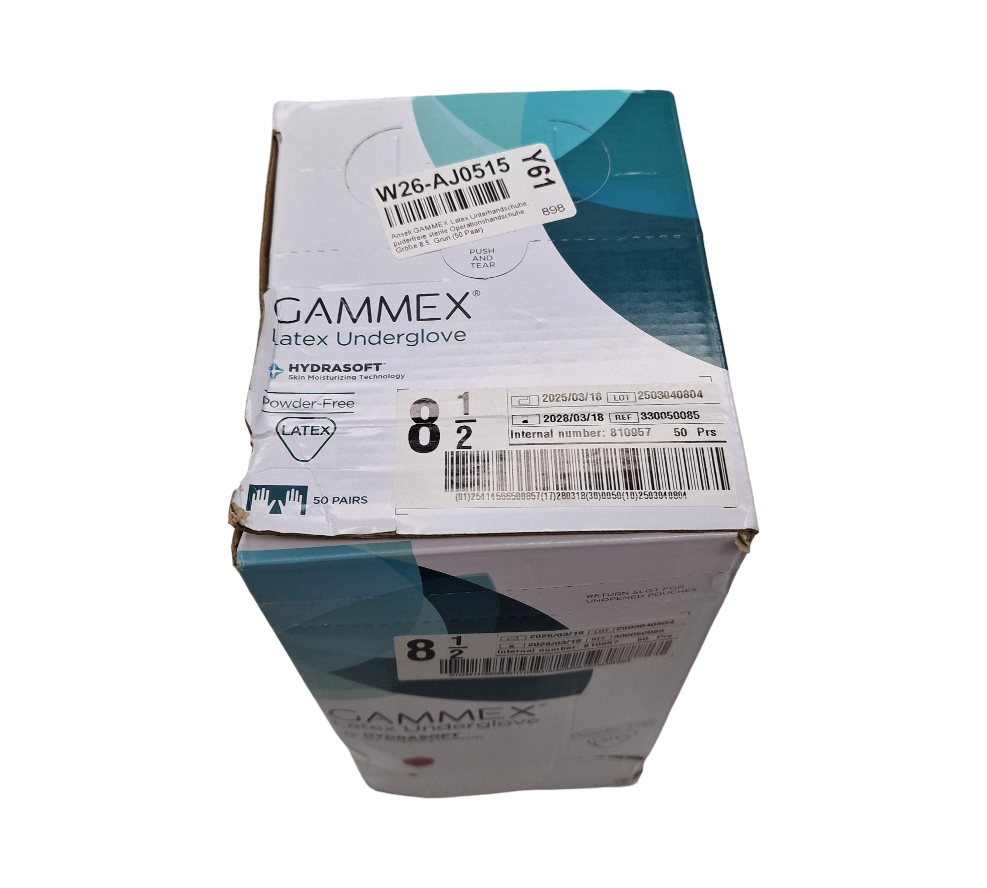 Ansell GAMMEX Latex Unterhandschuhe Gr. 8,5 Grün 50 Paar