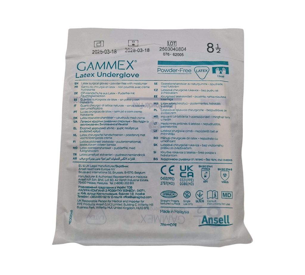 Ansell GAMMEX Latex Unterhandschuhe Gr. 8,5 Grün 50 Paar