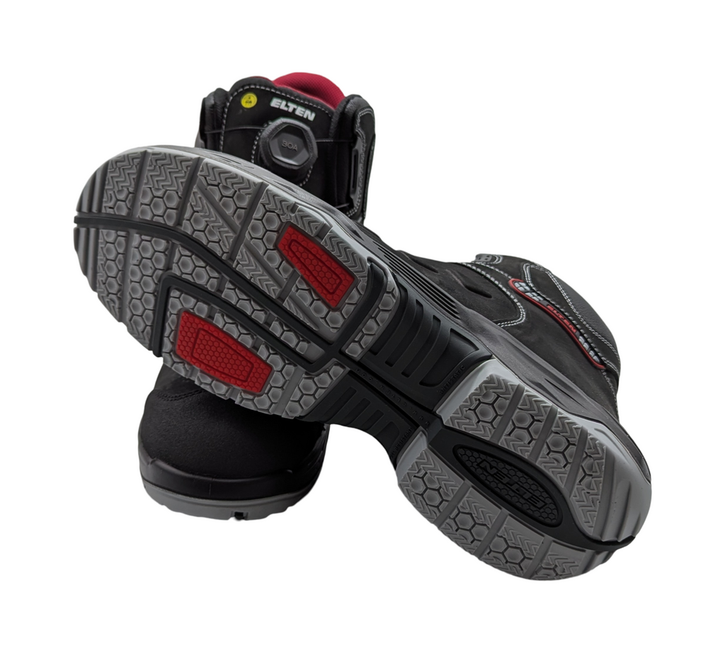 ELTEN TILL BOA Mid ESD S3 Sicherheitsschuhe Leder Gr. 49 Schwarz-Rot