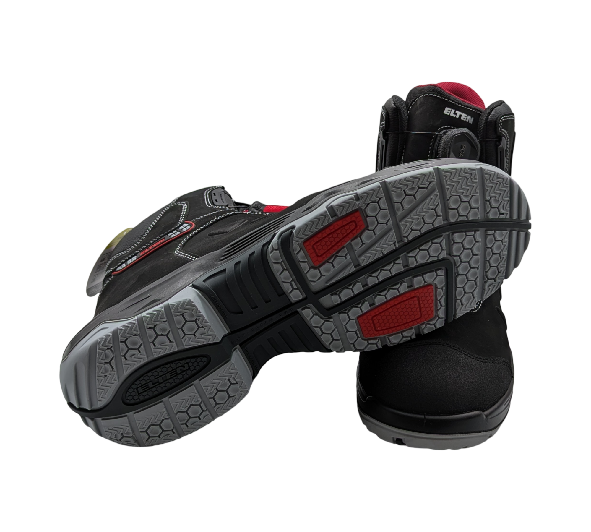ELTEN TILL BOA Mid ESD S3 Sicherheitsschuhe Leder Gr. 49 Schwarz-Rot