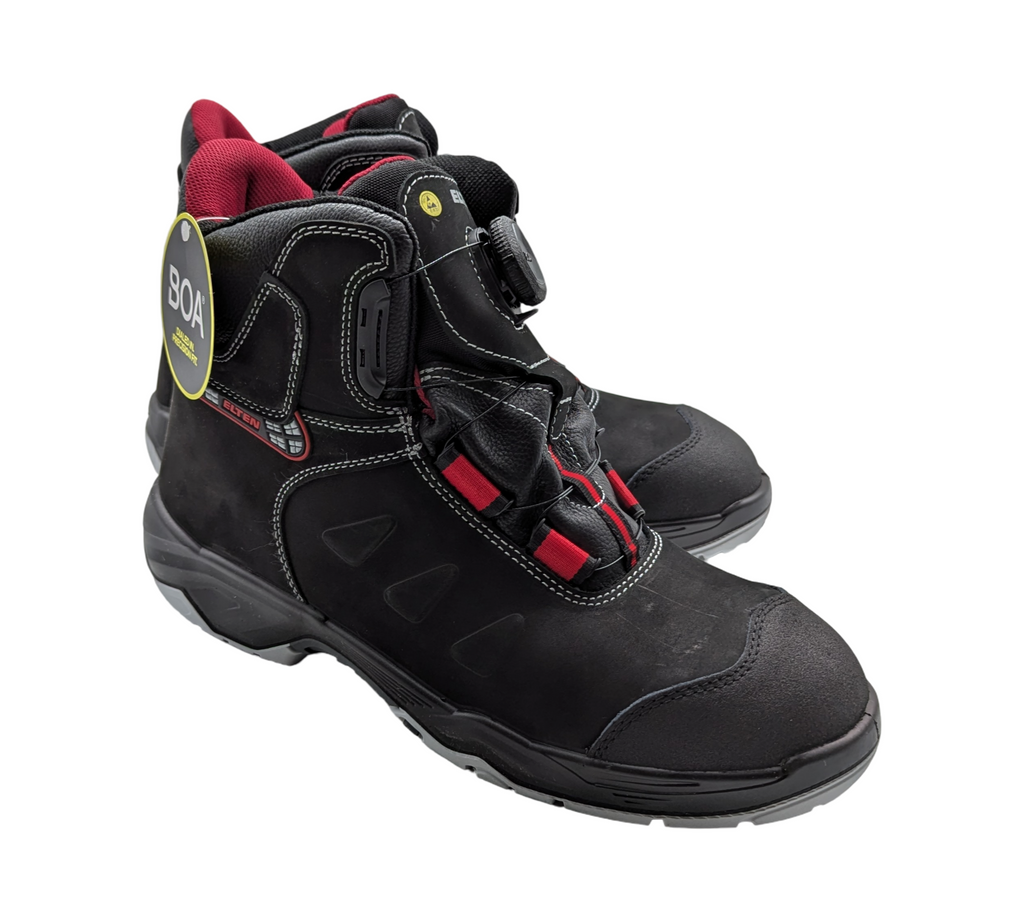 ELTEN TILL BOA Mid ESD S3 Sicherheitsschuhe Leder Gr. 49 Schwarz-Rot