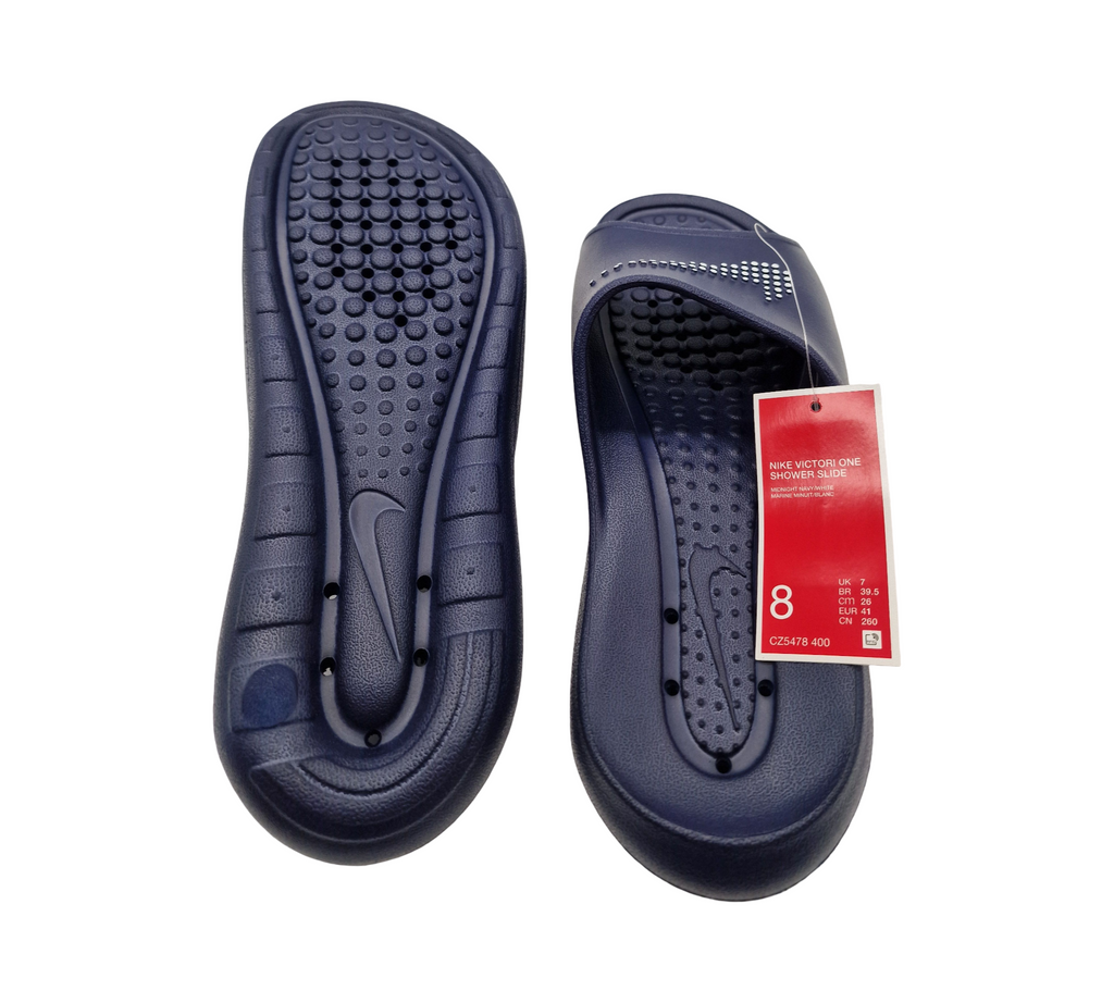 Nike Victori Slipper Herren Gr. 41 Midnight Navy Weiß