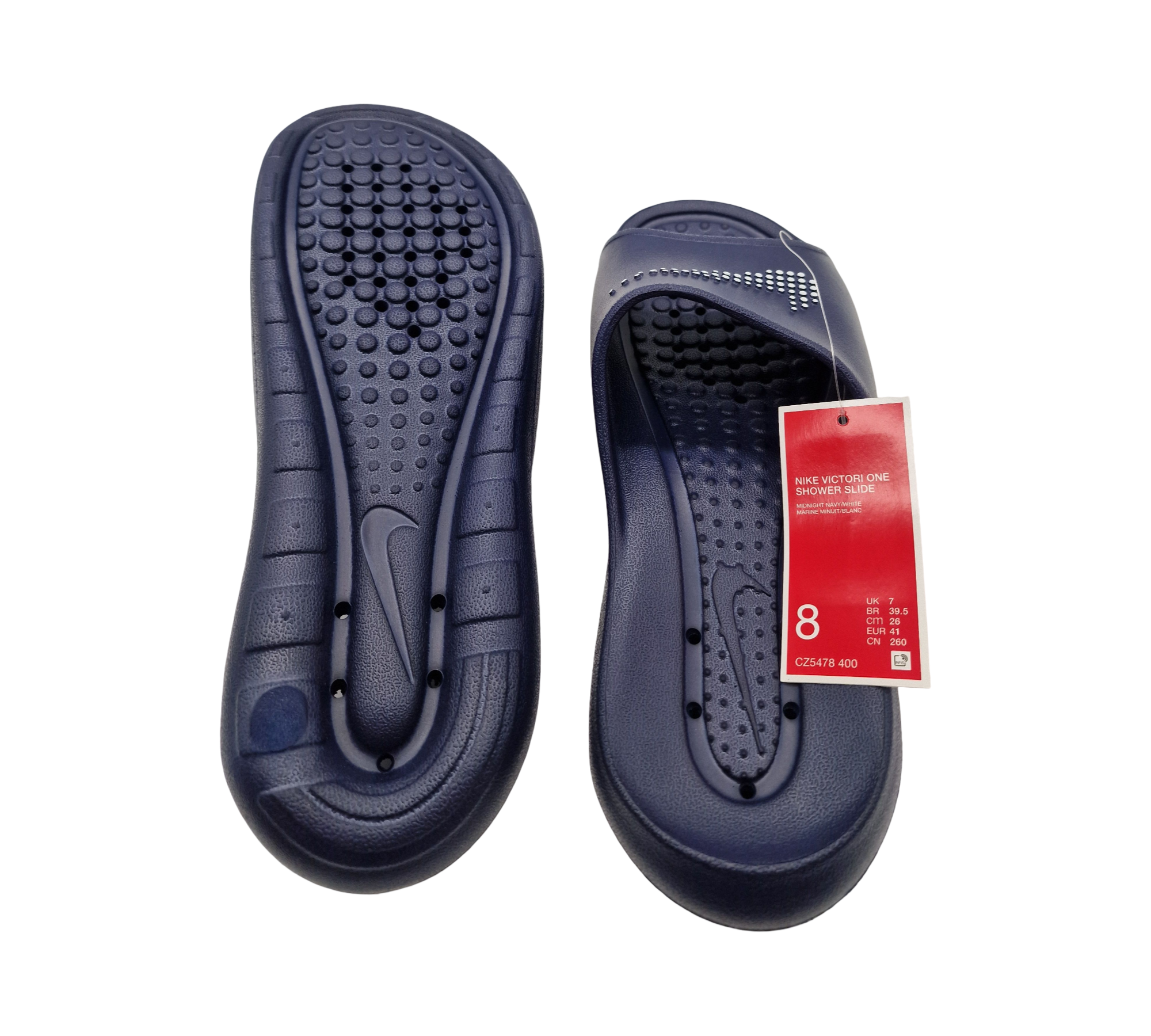 Nike Victori Slipper Herren Gr. 41 Midnight Navy Weiß