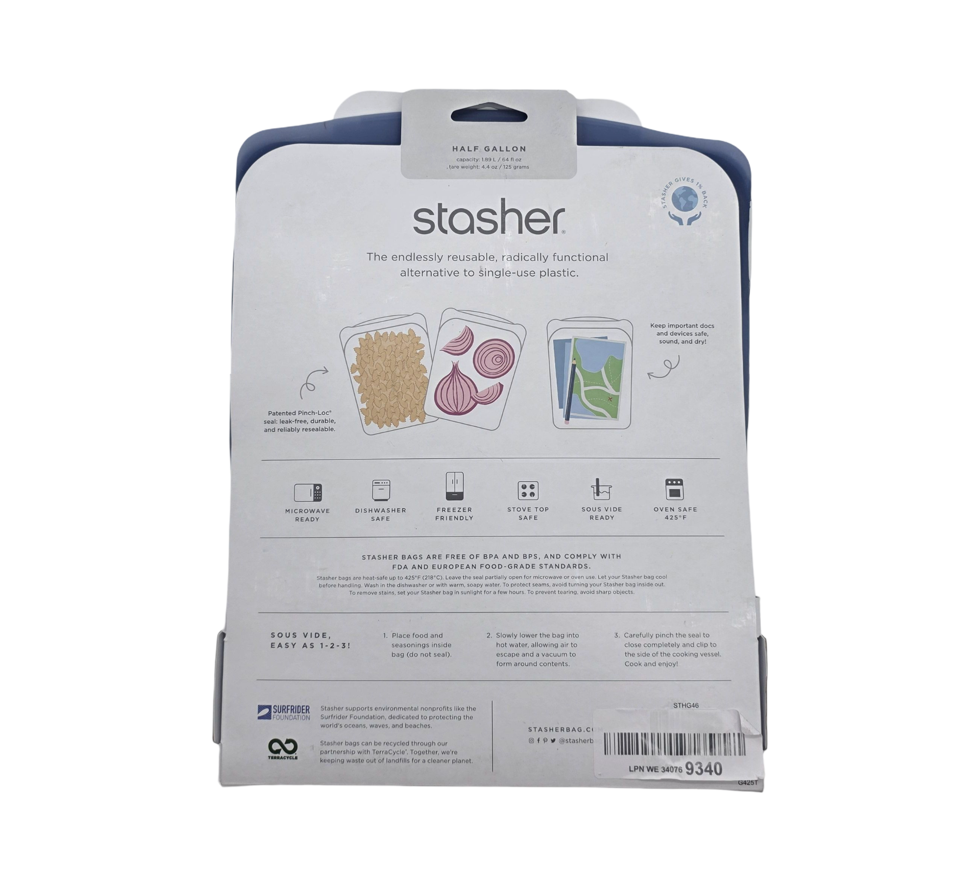 Stasher Silikontasche Half Gallon spülmaschinengeeignet Deep Ocean
