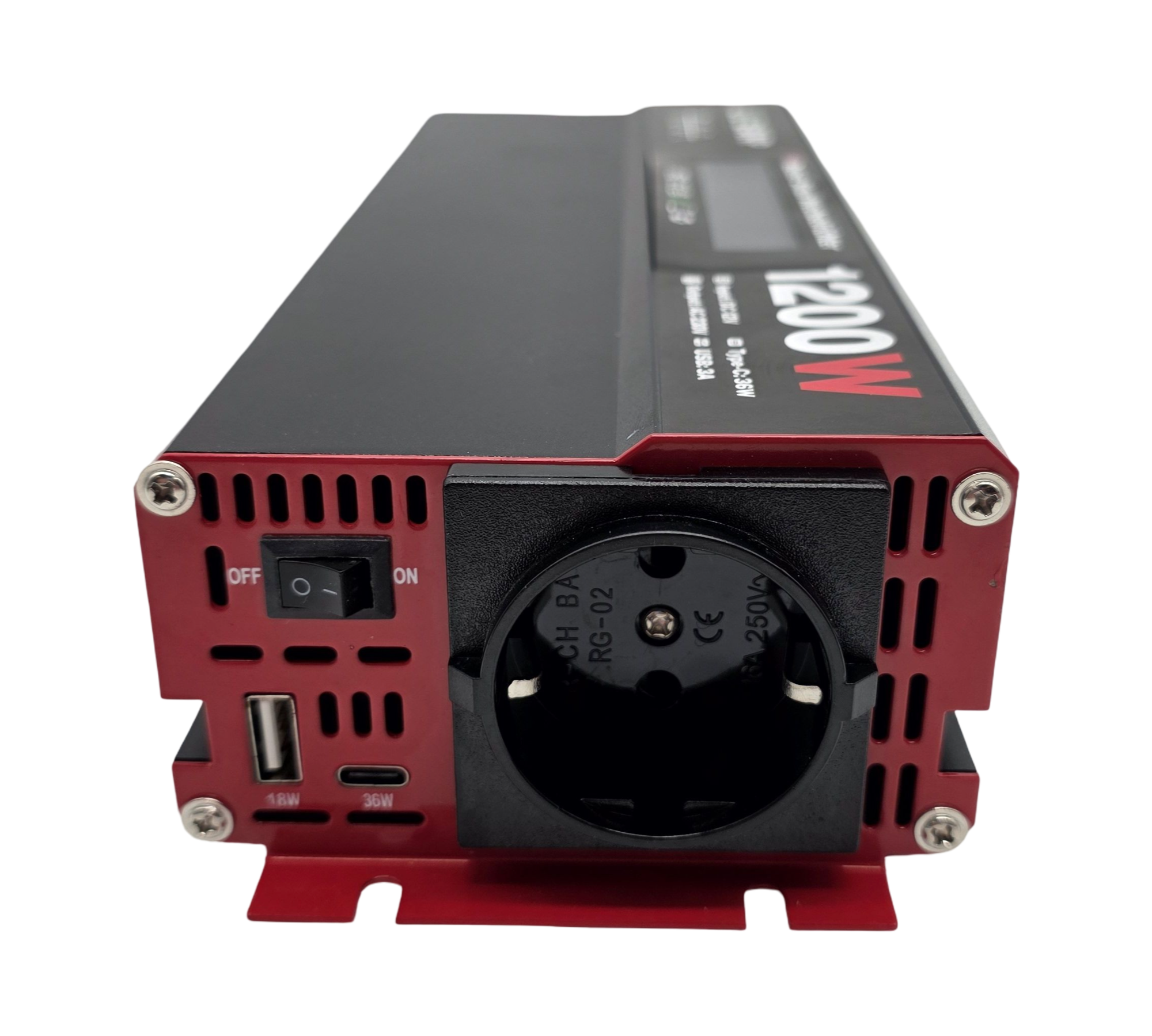 OLTEANP Wechselrichter Spannungswandler 12V 1200W LCD Type-C 36W