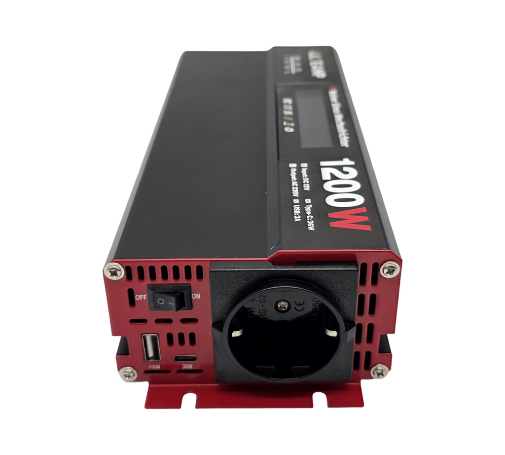 OLTEANP Wechselrichter Spannungswandler 12V 1200W LCD Type-C 36W