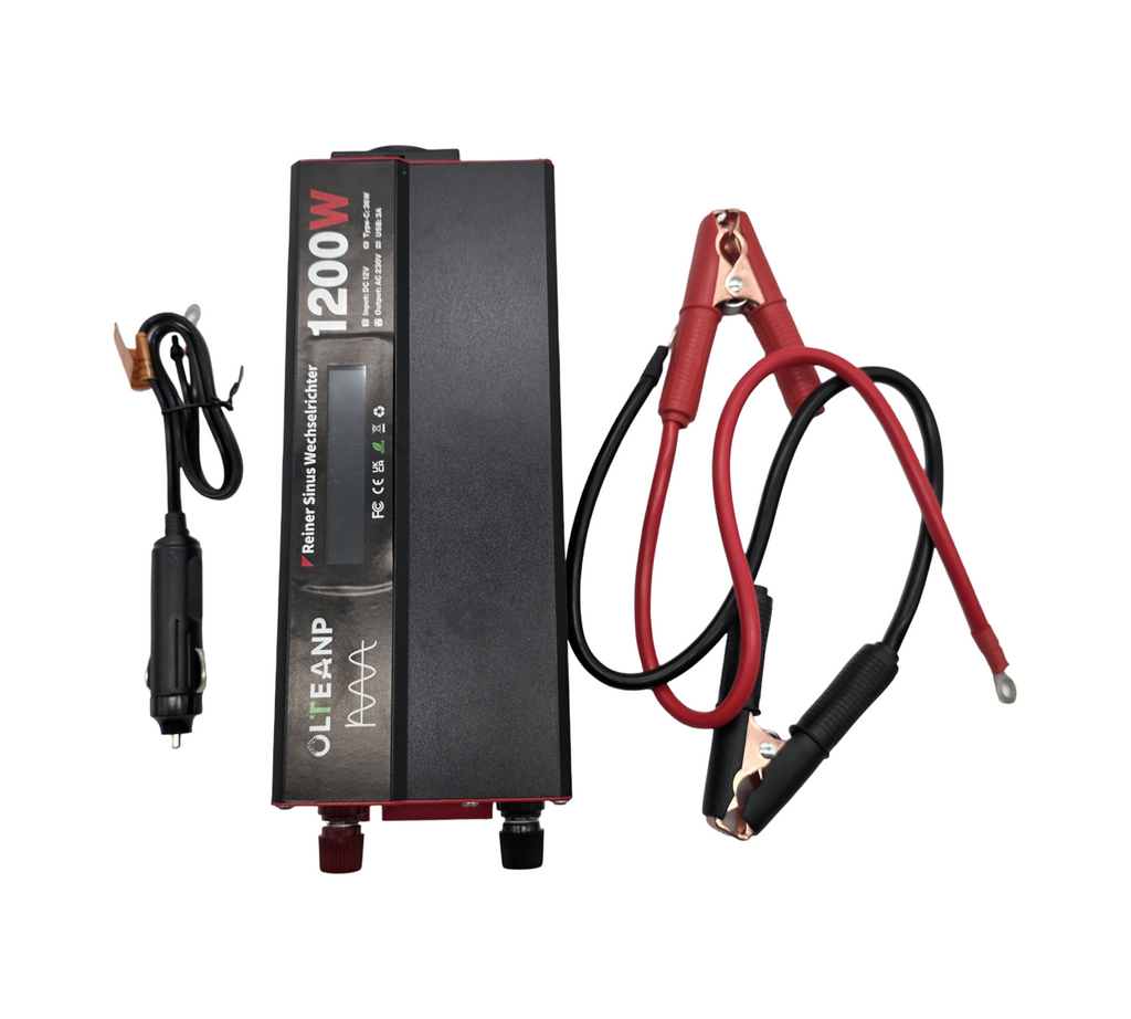 OLTEANP Wechselrichter Spannungswandler 12V 1200W LCD Type-C 36W