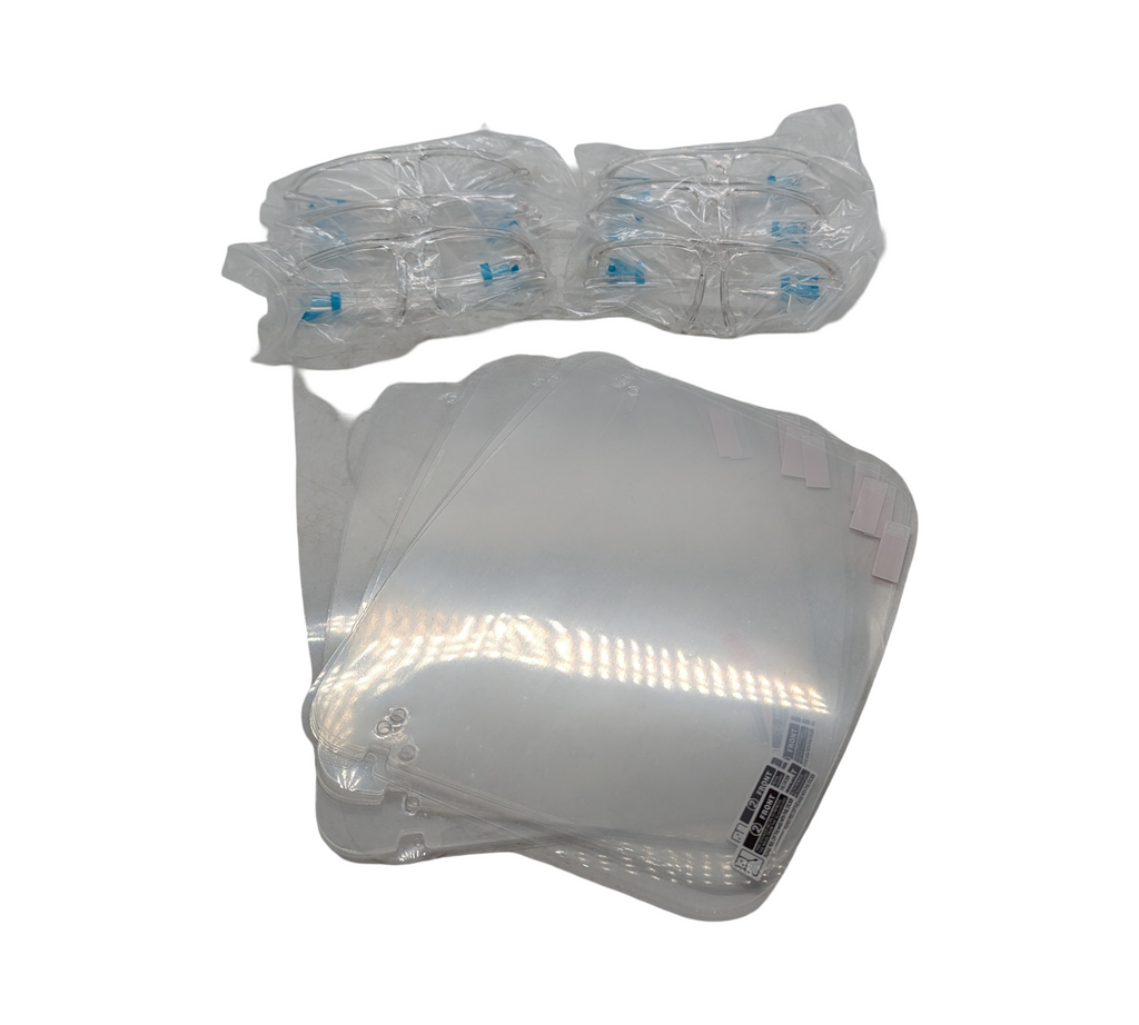 PETHREE Gesichtsschutz Set 12 Visiere 6 Brillen Transparent