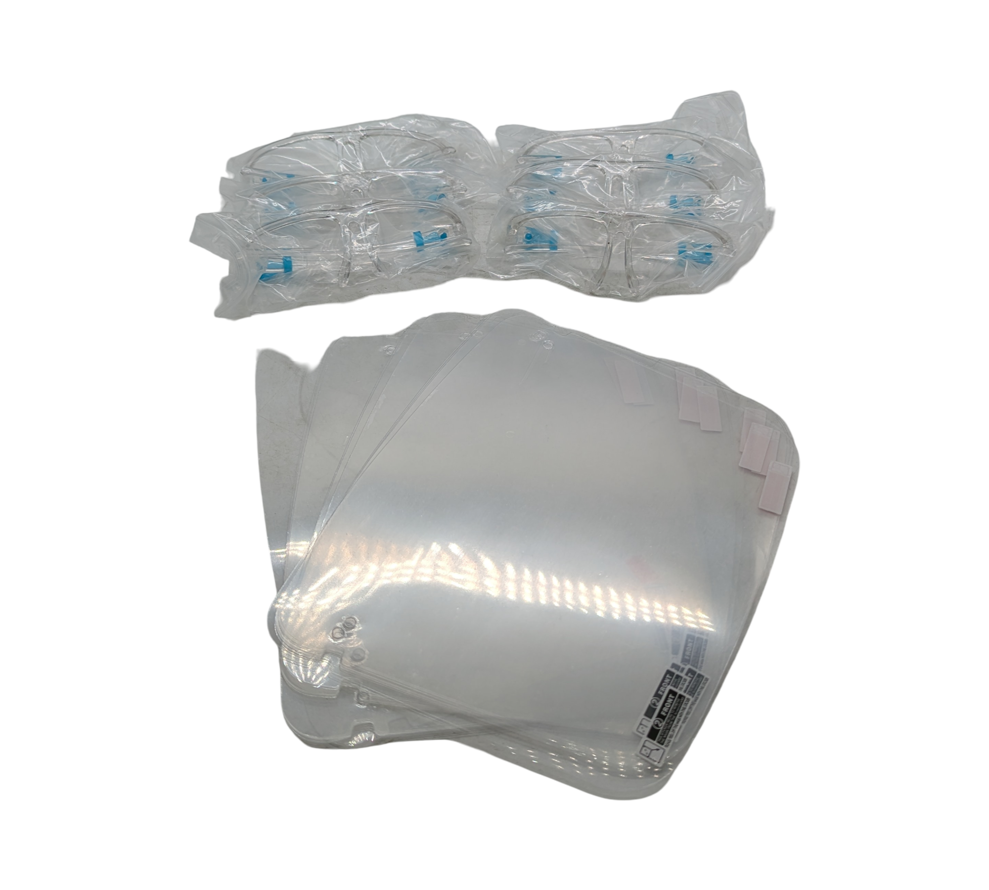 PETHREE Gesichtsschutz Set 12 Visiere 6 Brillen Transparent