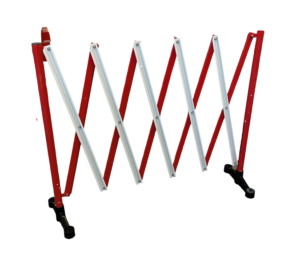 Flexibarrier Scherensperre ausziehbare Barriere mit Sockel 3 m Rot Weiß