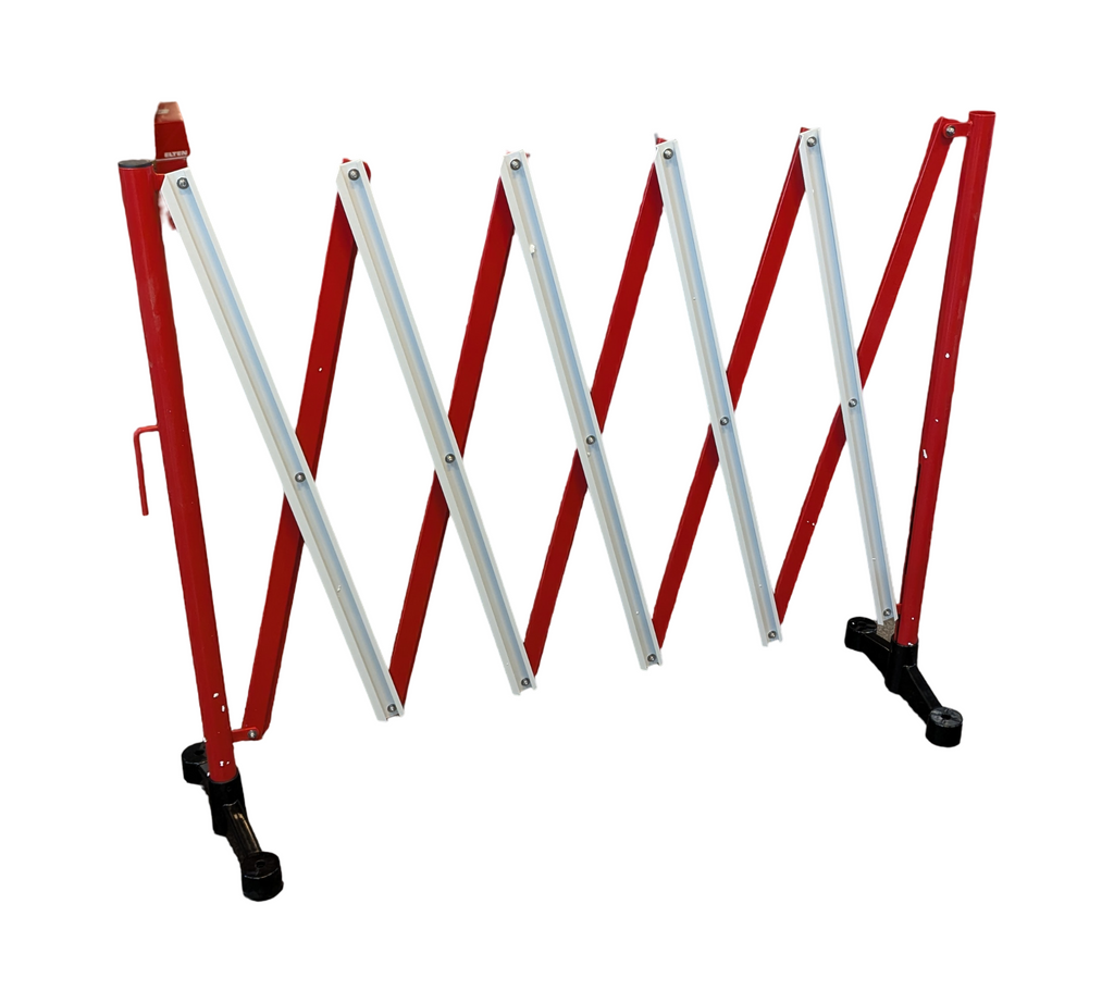 Flexibarrier Scherensperre ausziehbare Barriere mit Sockel 3 m Rot Weiß