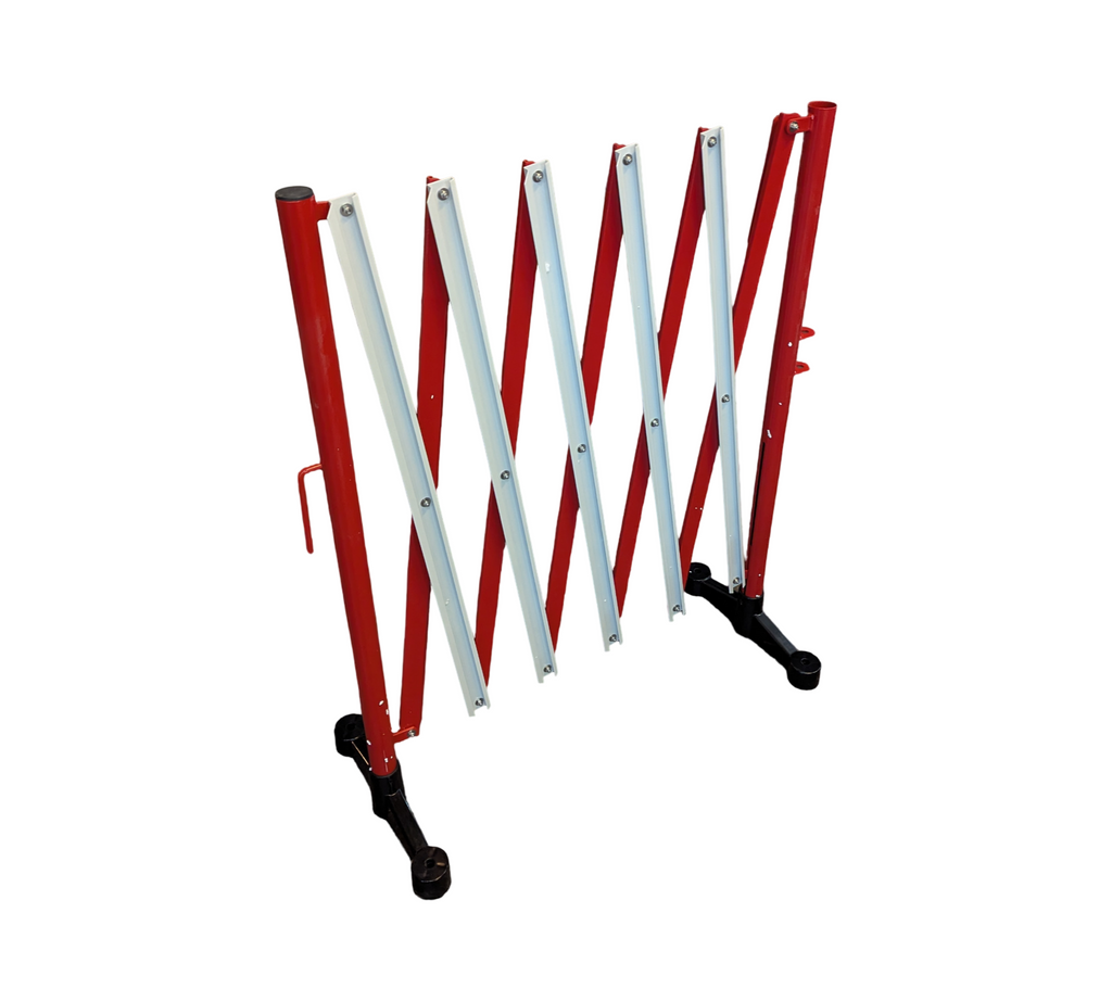 Flexibarrier Scherensperre ausziehbare Barriere mit Sockel 3 m Rot Weiß