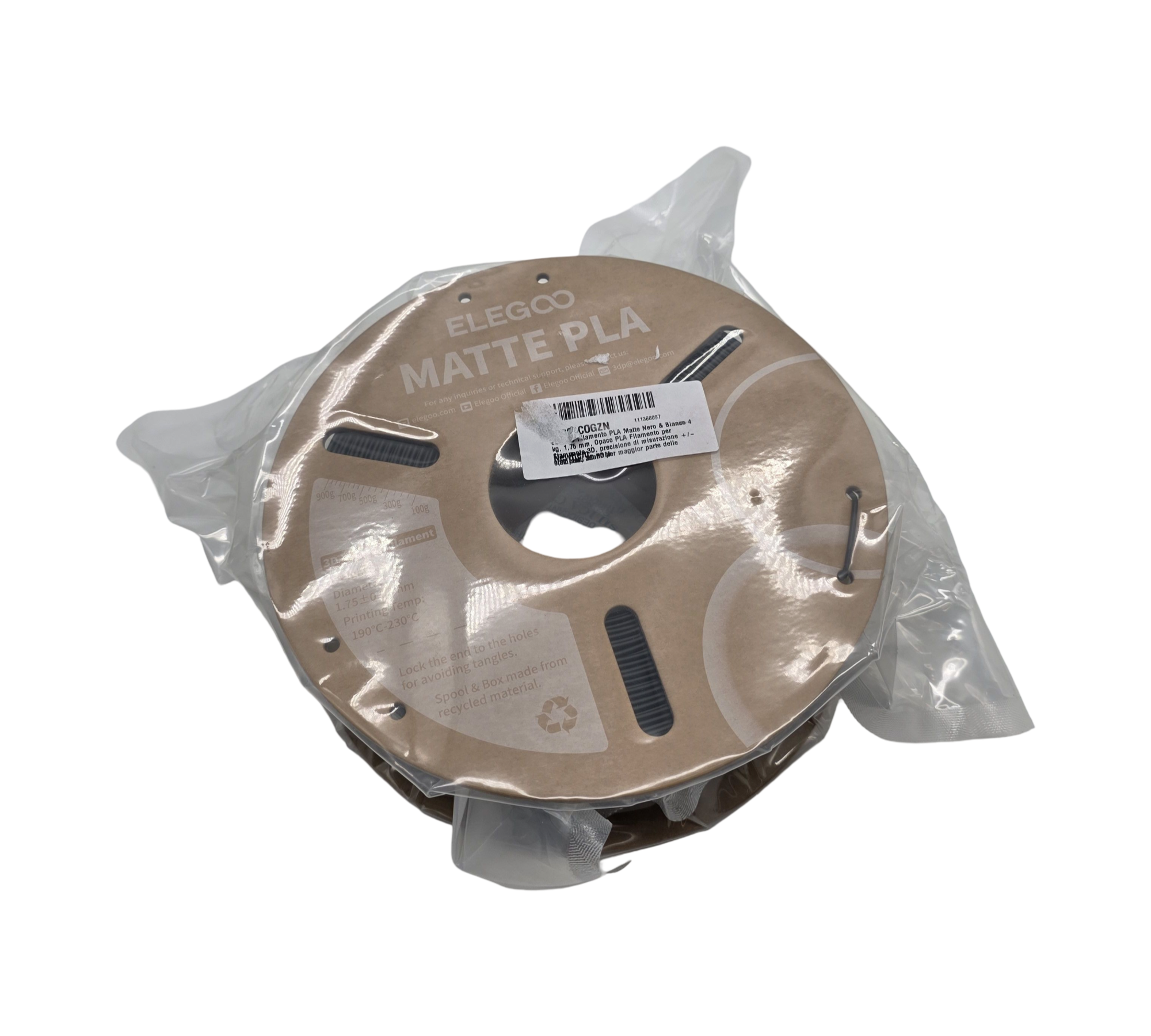 ELEGOO PLA Filament 1,75 mm 3D-Drucker Matt Schwarz Weiß