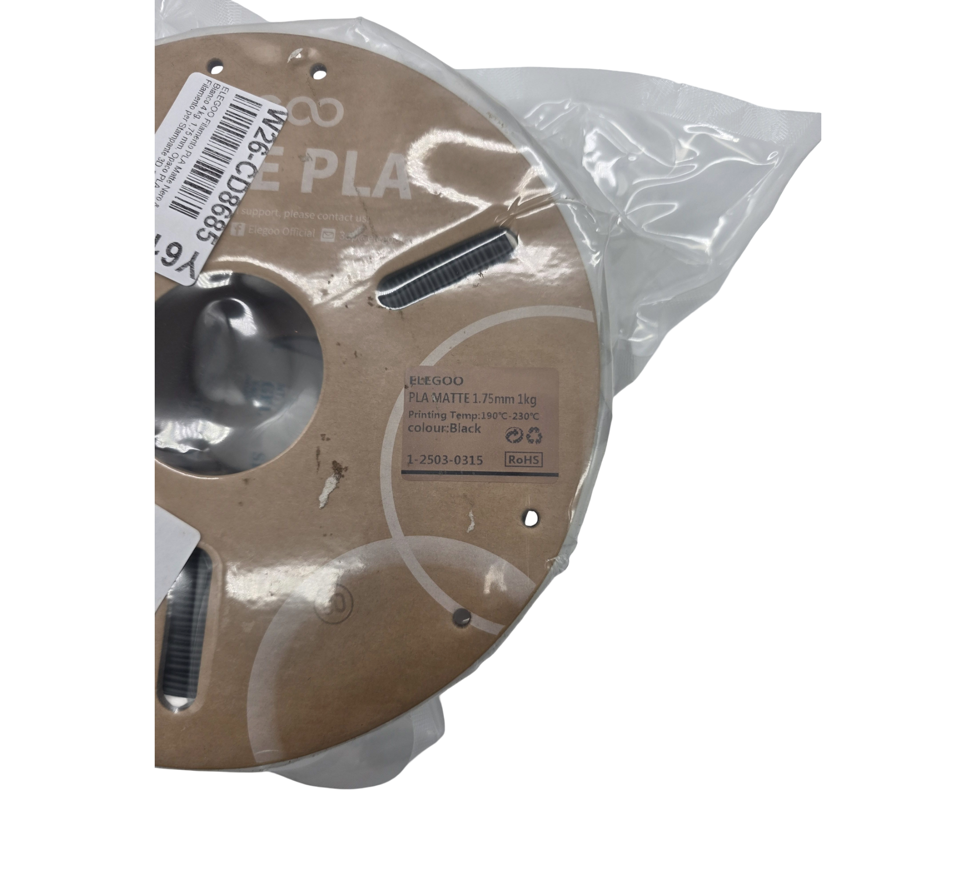 ELEGOO PLA Filament 1,75 mm 3D-Drucker Matt Schwarz Weiß