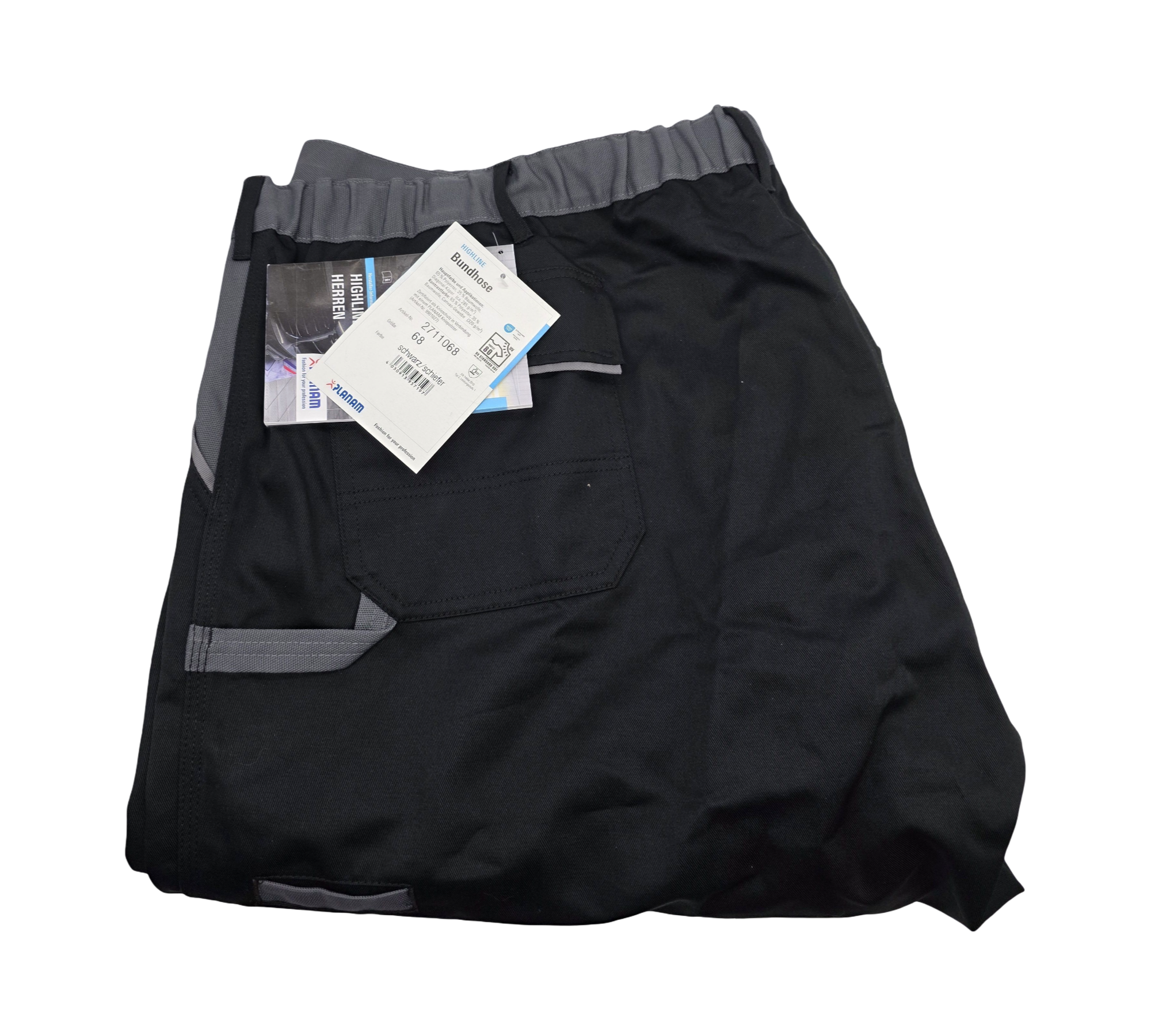 Planam Highline Arbeitshose Gr. 68 Schwarz-Schiefer-Zink