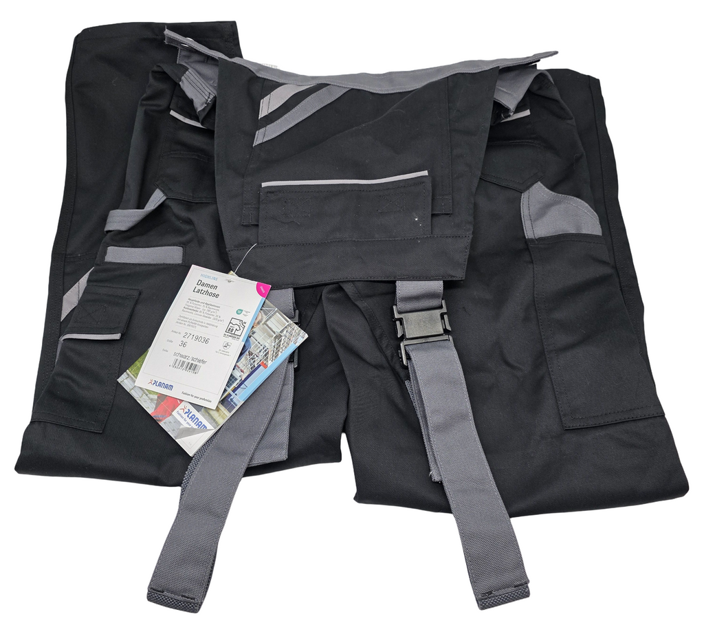 Planam Highline 2719036 Latzhose Damen Gr. 36 Schwarz-Schiefer-Zink