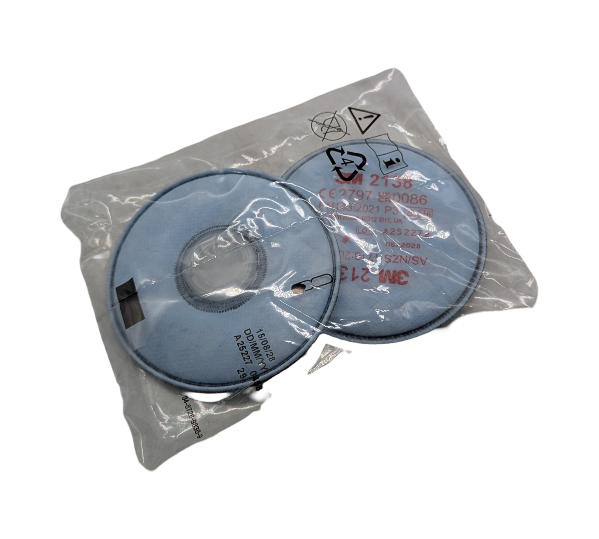 3M 2138 P3R Partikelfilter Aktivkohle 2 Stück 10 Paar Blau