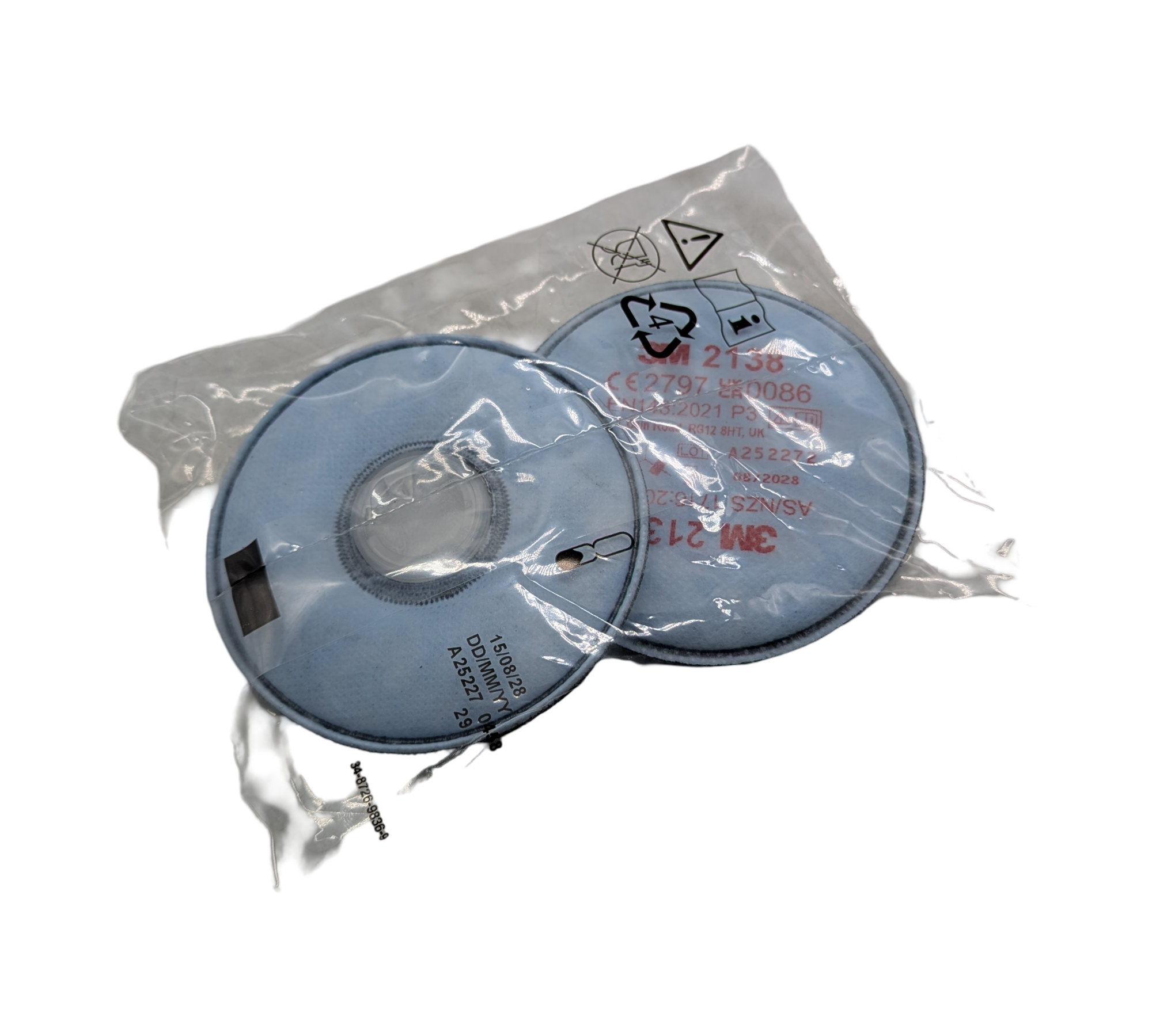3M 2138 P3R Partikelfilter Aktivkohle 2 Stück 10 Paar Blau