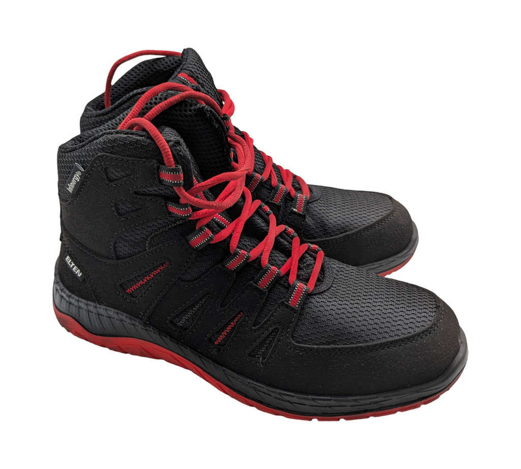 ELTEN MADDOX Mid ESD S3 Unisex Sicherheitsschuhe, Größe 38, Schwarz-Rot
