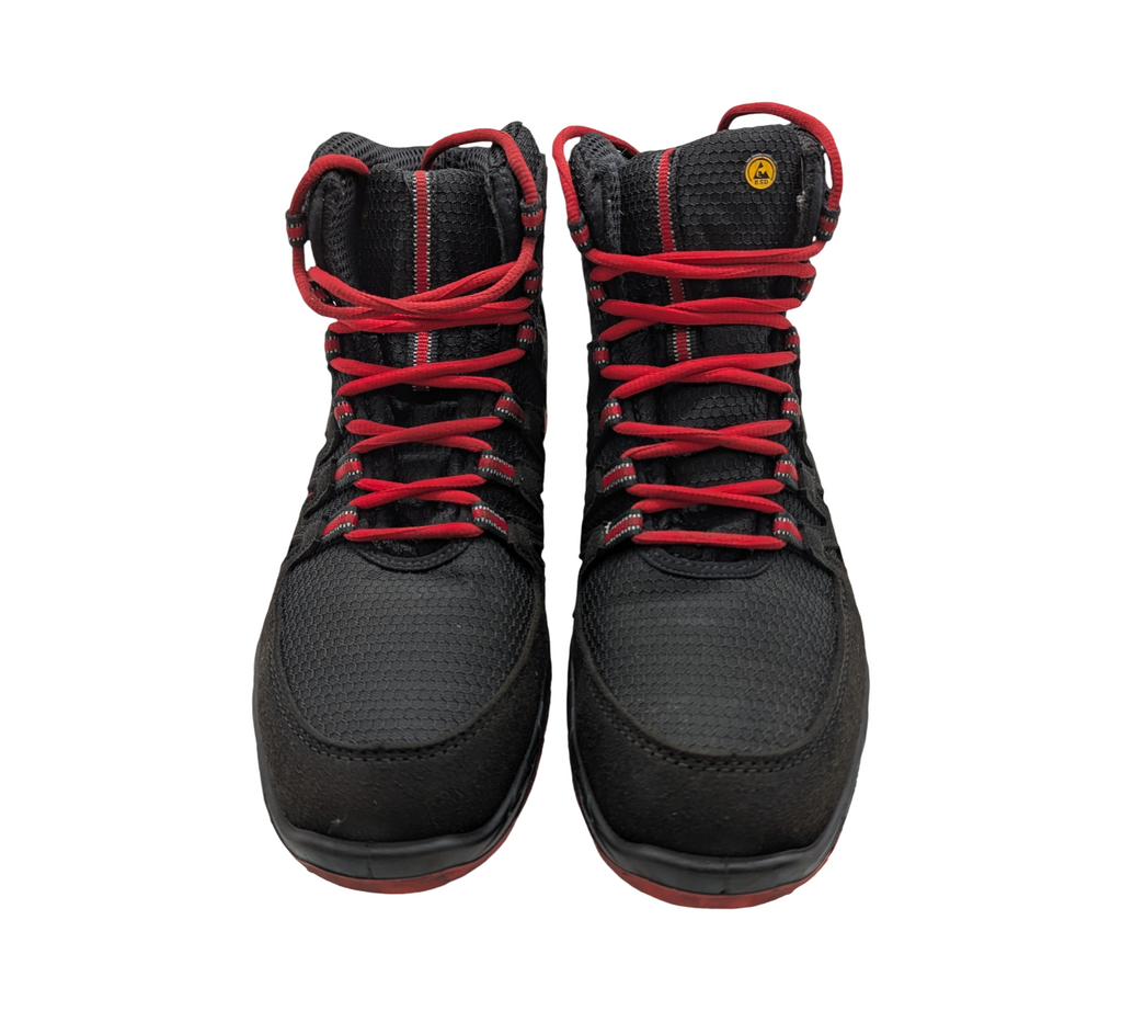 ELTEN MADDOX Mid ESD S3 Unisex Sicherheitsschuhe, Größe 38, Schwarz-Rot